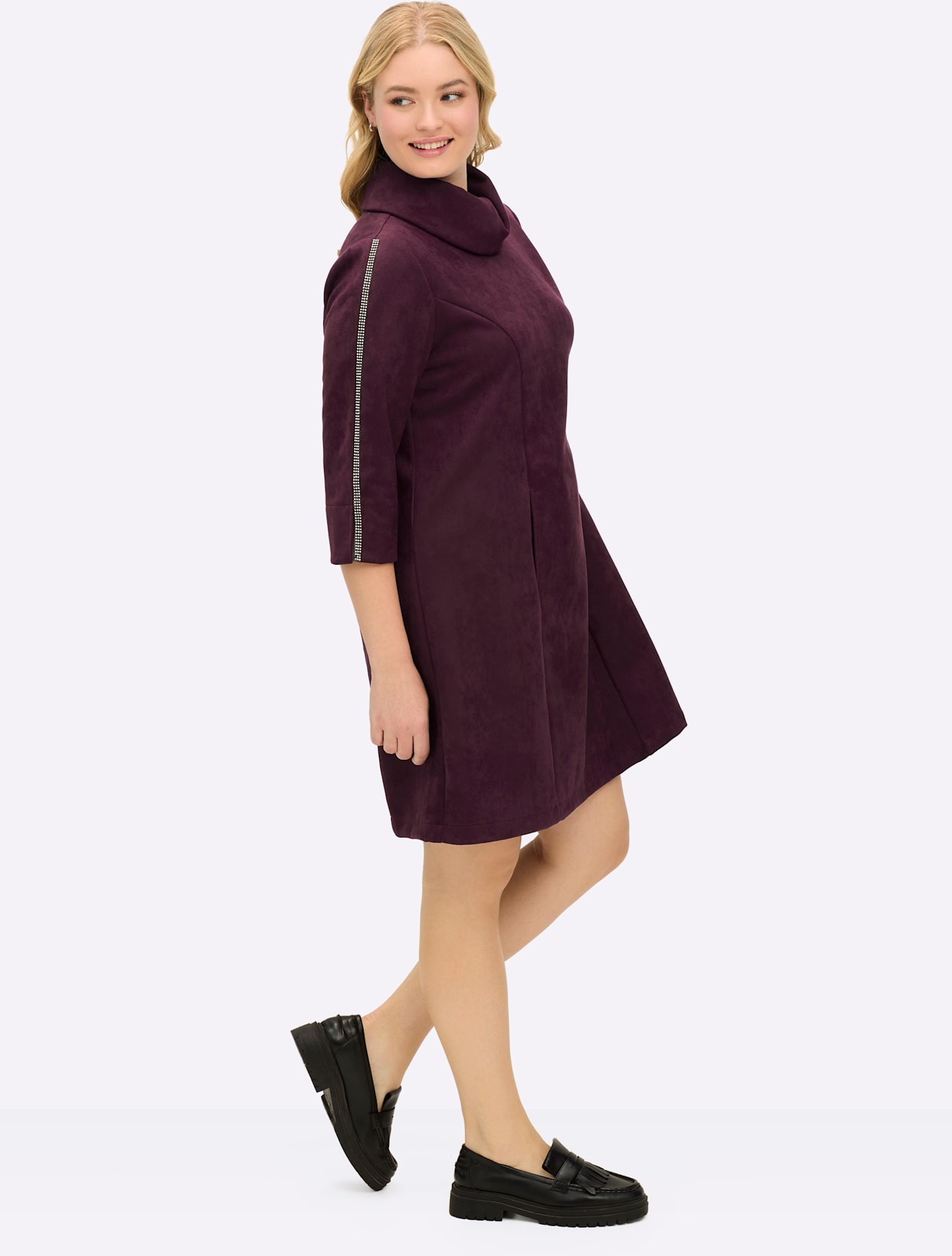 Sheego A-Linien-Kleid "Velours-Kleid" günstig online kaufen