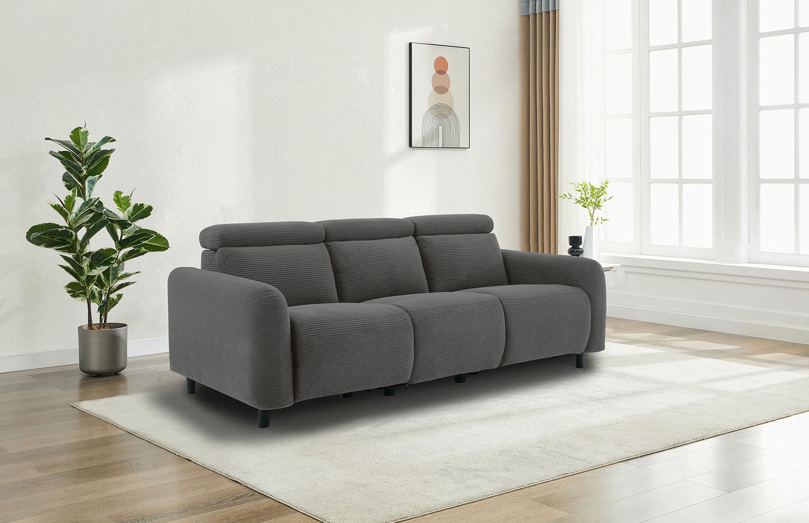 OTTO home 3-Sitzer »SKAANE Cord-Sofa, 229 cm, manuelle u. elektrische Relaxfunktion« Relax-Funktion in 2 Sitzen, Kopfteilverstellung, Federkernpolsterung