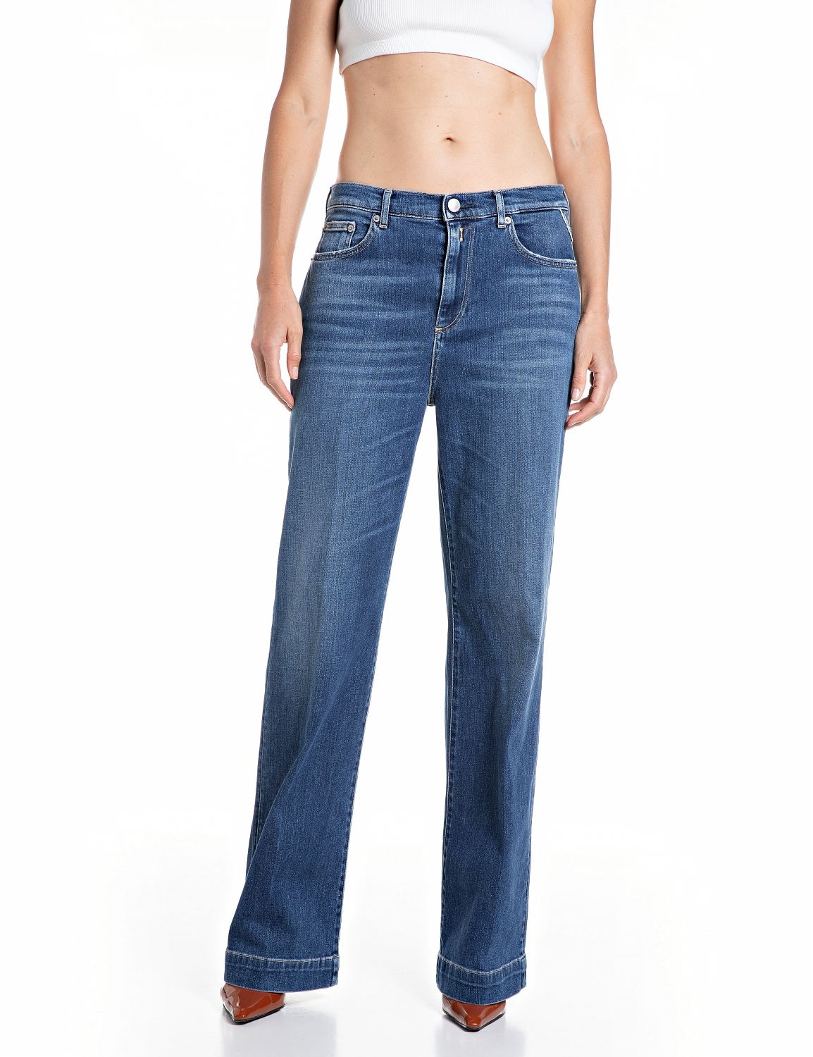 Replay Straight-Jeans "MELJA" mit weitem Bein günstig online kaufen