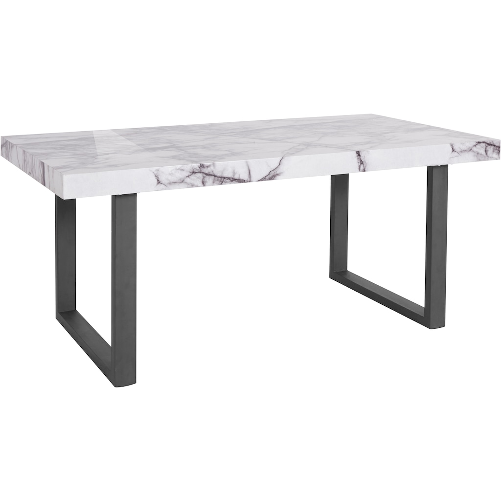 Wohnen Tische Guido Maria Kretschmer Home&Living Esstisch »Sinaia«, mit einer MDF folierten Marmor-Optik Tischplatte, edlem U-Ge