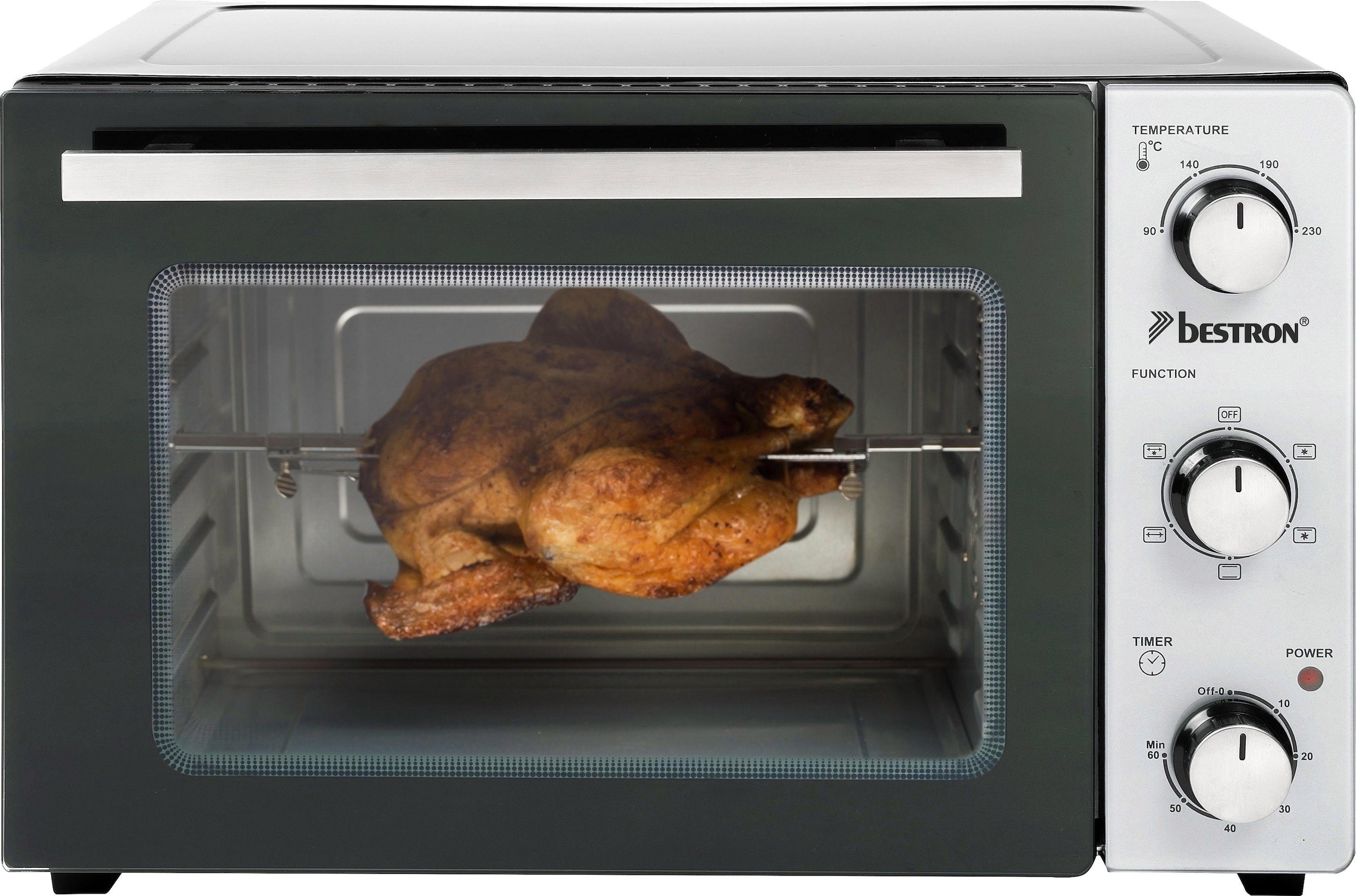 bestron Minibackofen »2-in-1 Gerät«, Schwarz 1500 | Edelstahl, mit Raten BAUR W, Drehspieß, per