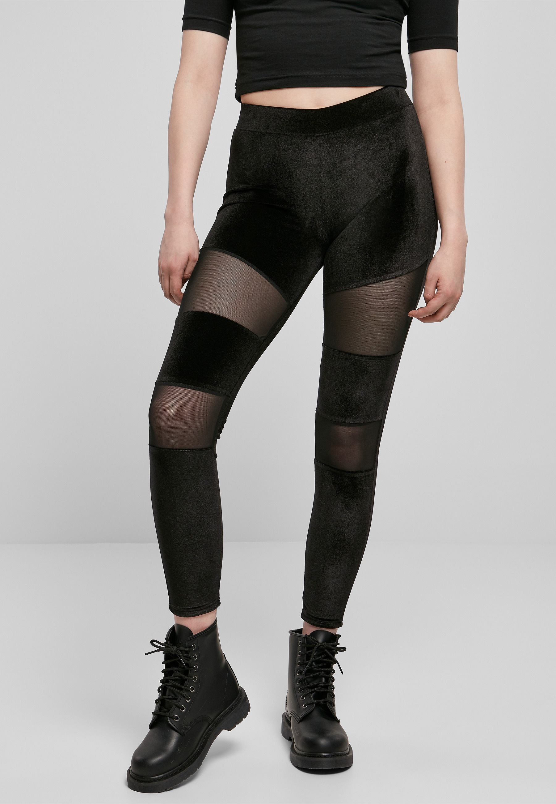 URBAN CLASSICS Leggings »Urban Classics Damen Ladies Velvet Tech Mesh Leggings«