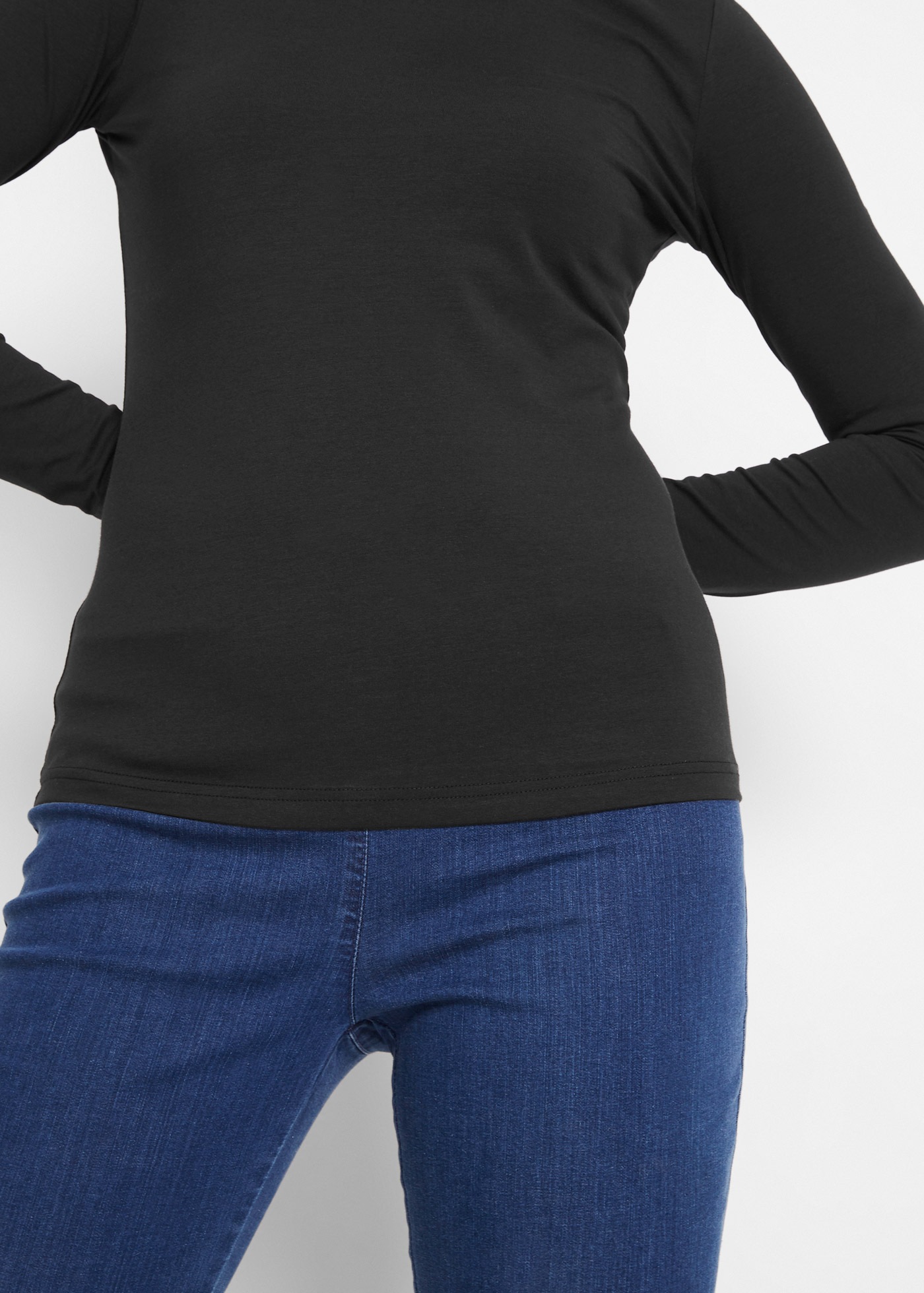 bonprix Langarmshirt »Langarmshirt mit reiner Baumwolle« schmale Passform, mit Rollkragen, ohne Verschluss