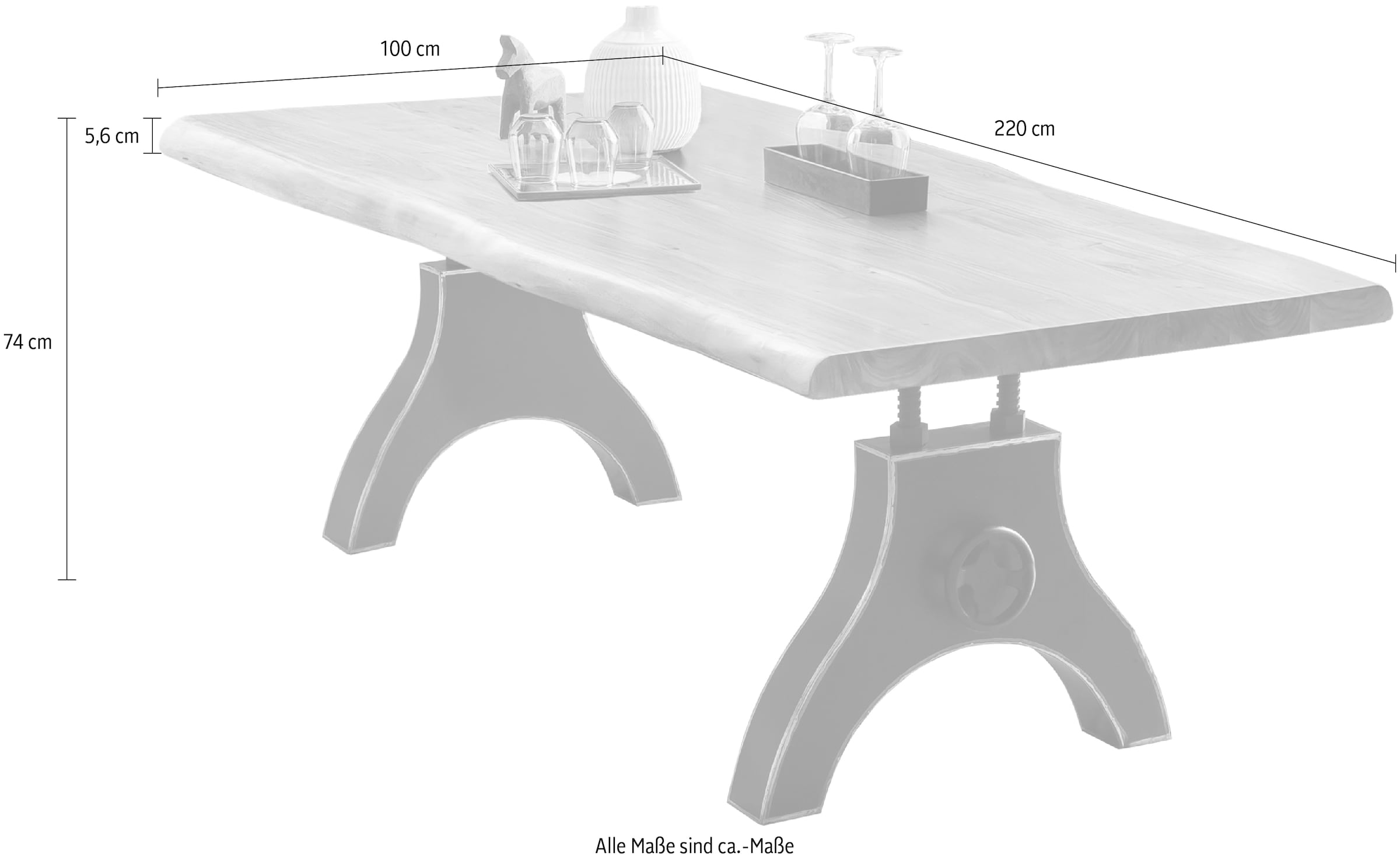 SIT Esstisch, Tischplatte mit Baumkante wie gewachsen
