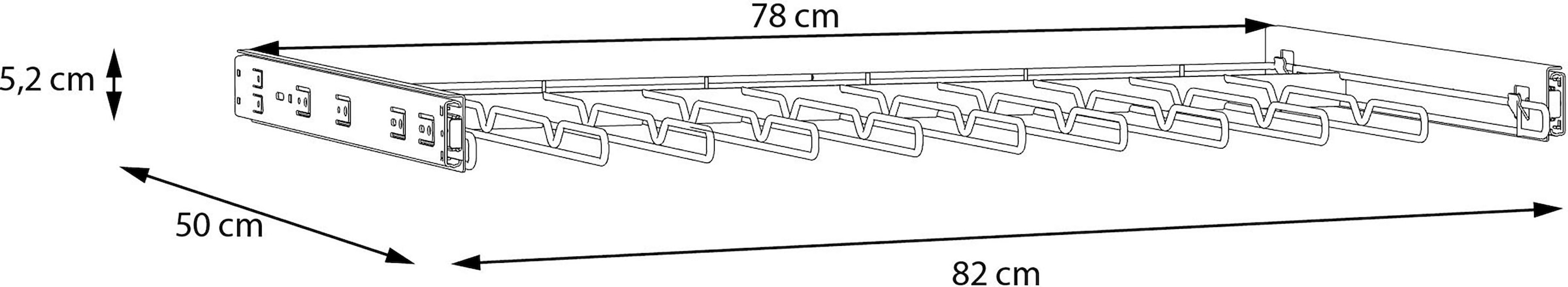 FORTE Hosenhalter, (1 St.), Schrankauszug für ihe Hosen, platzsparend, einfache Montage