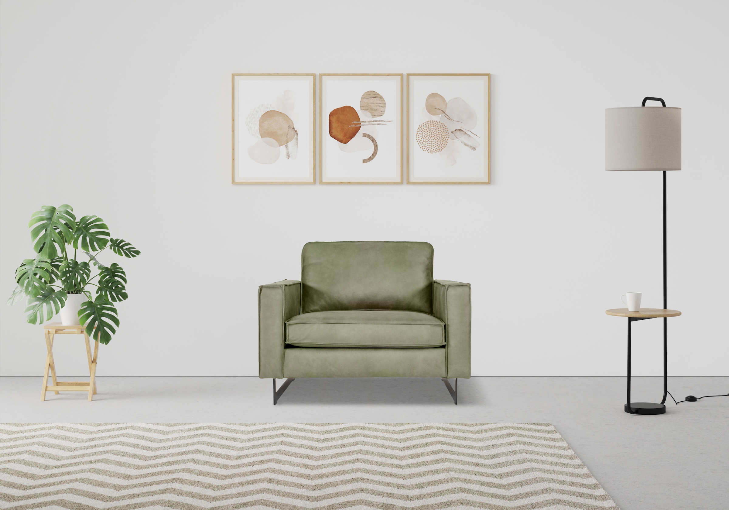 Home affaire Loveseat "Pinto 105 cm, Cord, Chenille, Lederoptik" mit Keder, günstig online kaufen