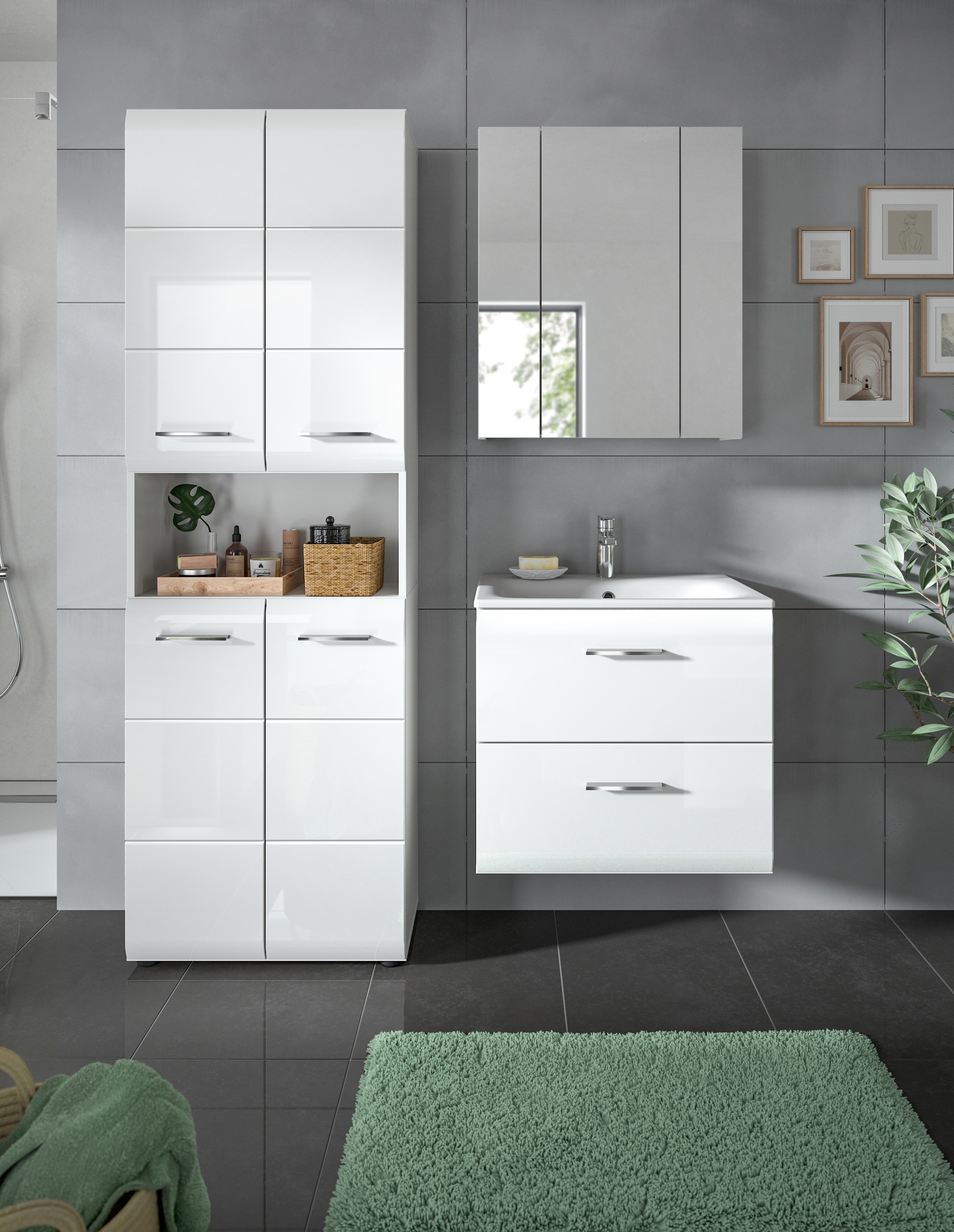 INOSIGN Badezimmer-Set, (Set, 4 St.), Florenz, Badkombination 4-tlg.,Weiß h günstig online kaufen