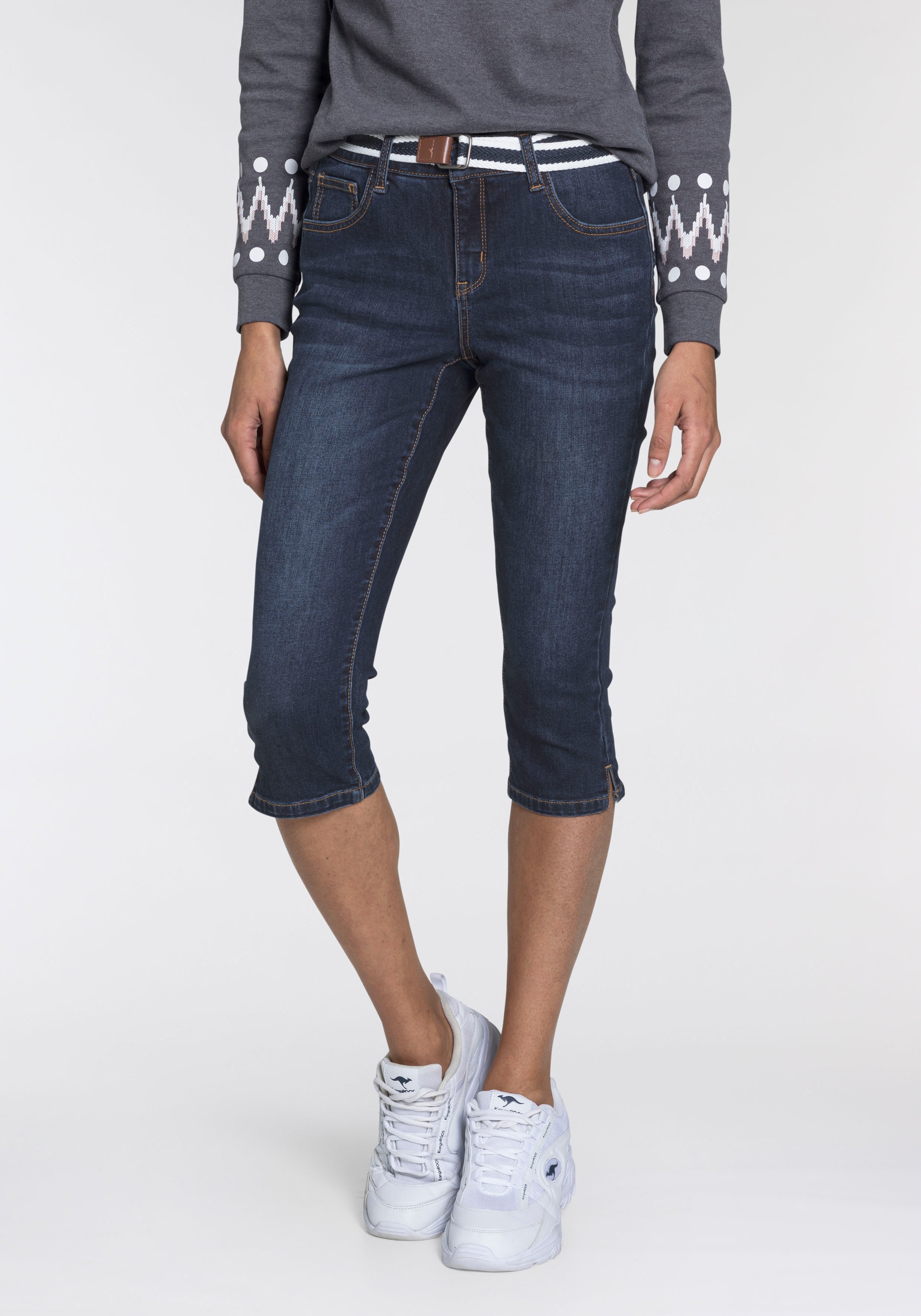 KangaROOS Caprijeans "CAPRI-JEANS mit Gürtel", mit abnehmbarem Gürteler Set günstig online kaufen