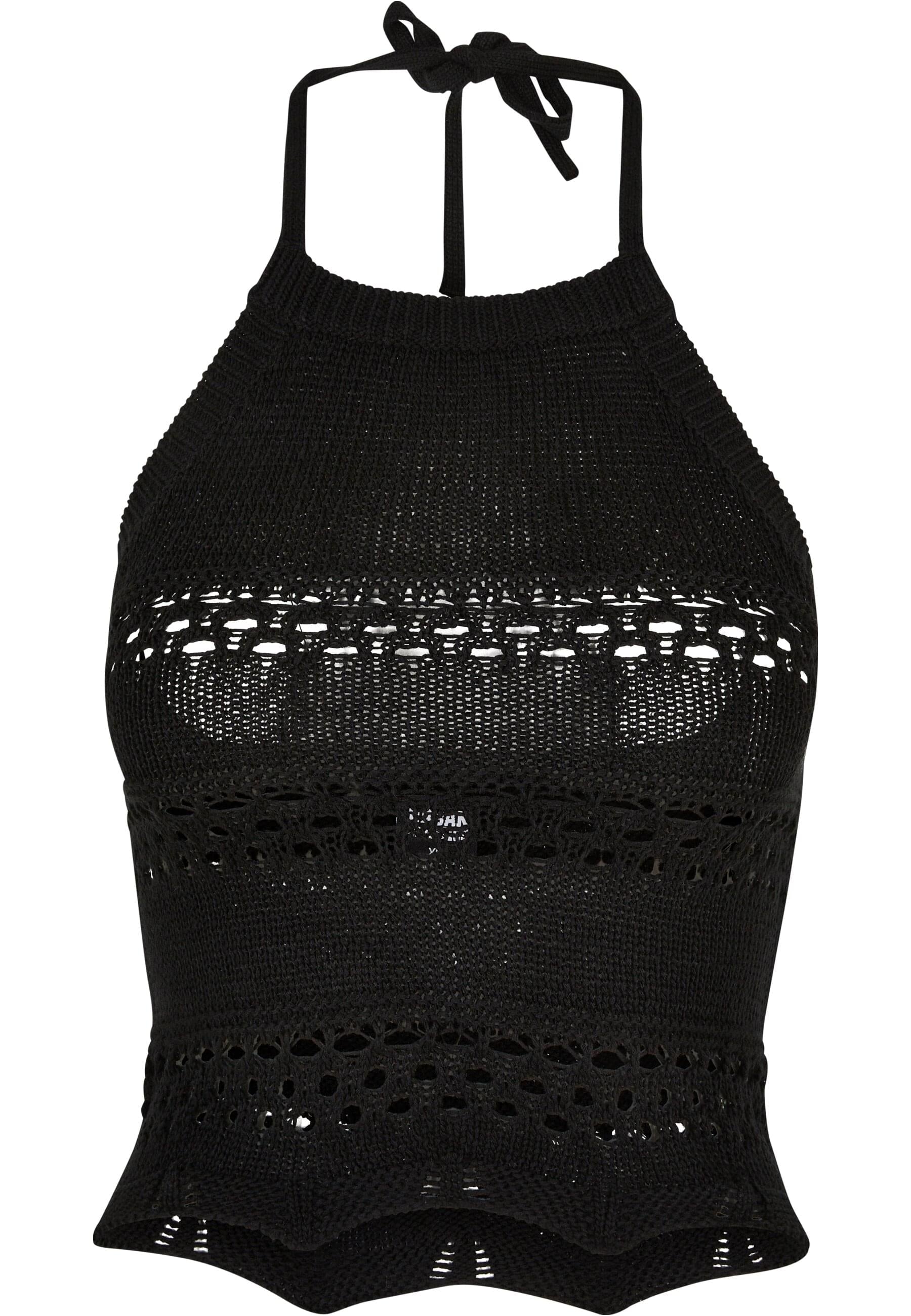 URBAN CLASSICS Muskelshirt »Urban Classics Damen Ladies Short Crochet Knit Neckholder Top«, (1 tlg.)