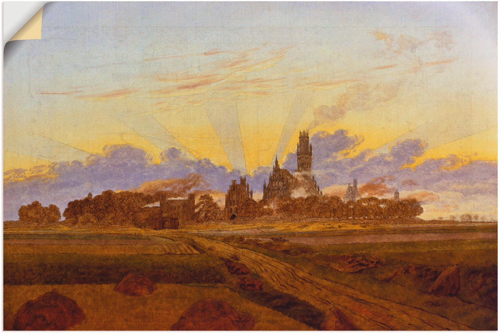 Artland Wandbild »Das brennende Neubrandenburg. 1835.«, Europa, (1 St.), als Alubild, Leinwandbild, Wandaufkleber oder Poster in versch. Größen