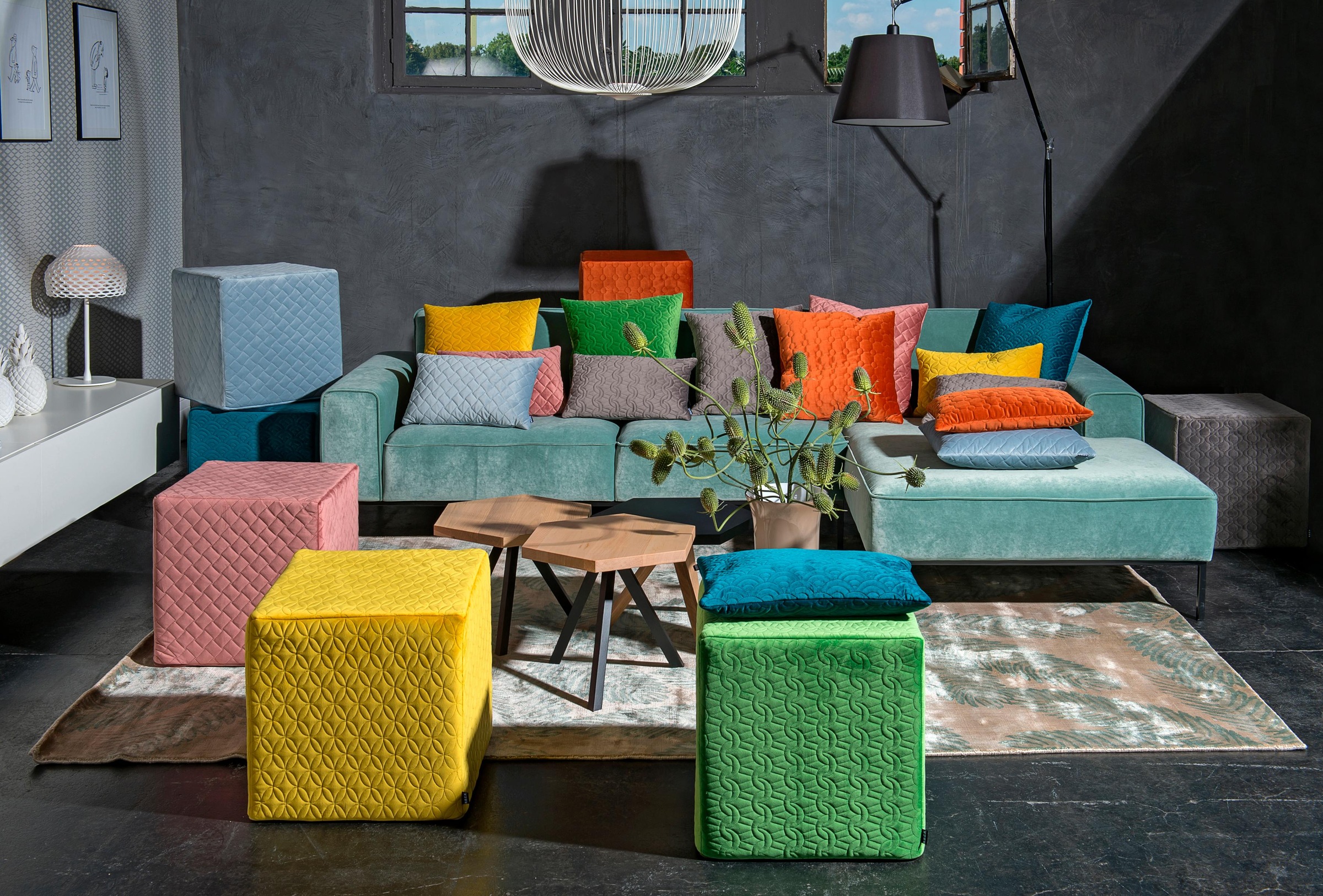 H.O.C.K. Dekokissen "Soft Nobile" mit gestepptem Muster, Kissenhülle mit Fü günstig online kaufen