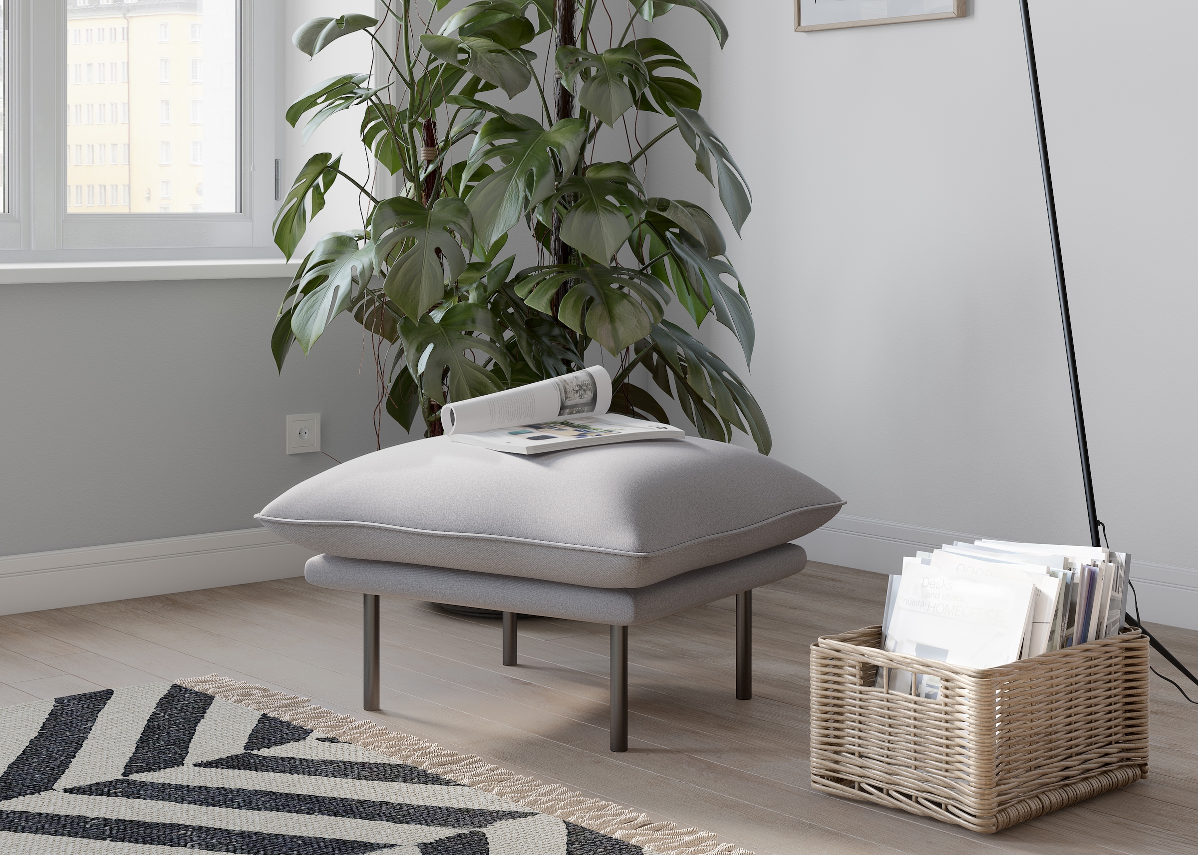 andas Polsterhocker »Stine«, Besonderes Design durch Kissenoptik und Keder, by Morten Georgsen