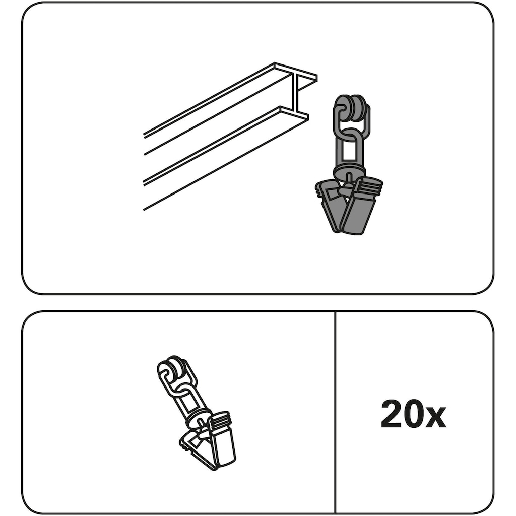 GARDINIA Gardinenring »T-Rollringe mit Klammer«, (20 St.)