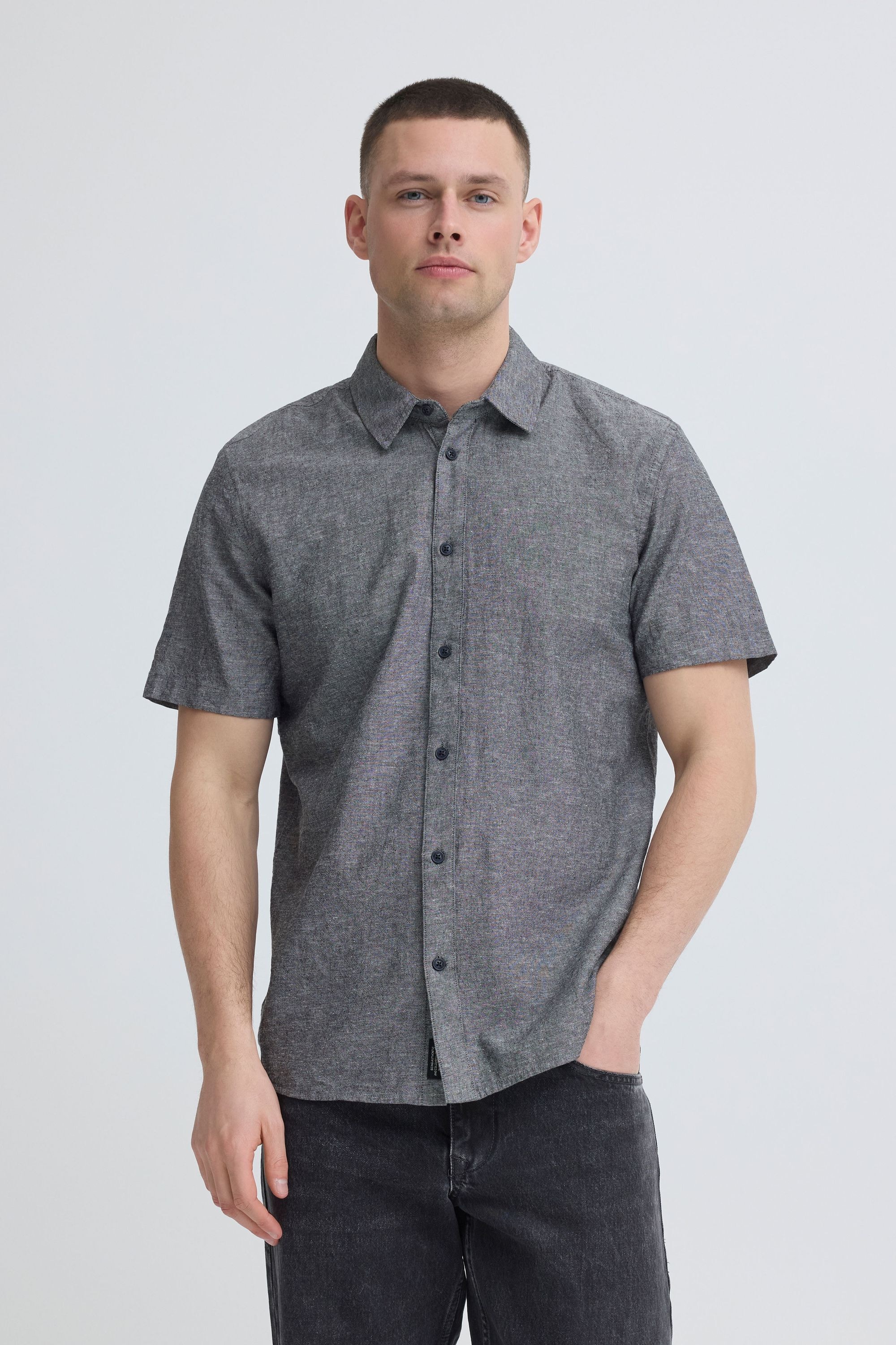 Blend Leinenhemd "BHAban Slub Linen Mix" Leinen-Mix Hemd in Melange-Optik günstig online kaufen