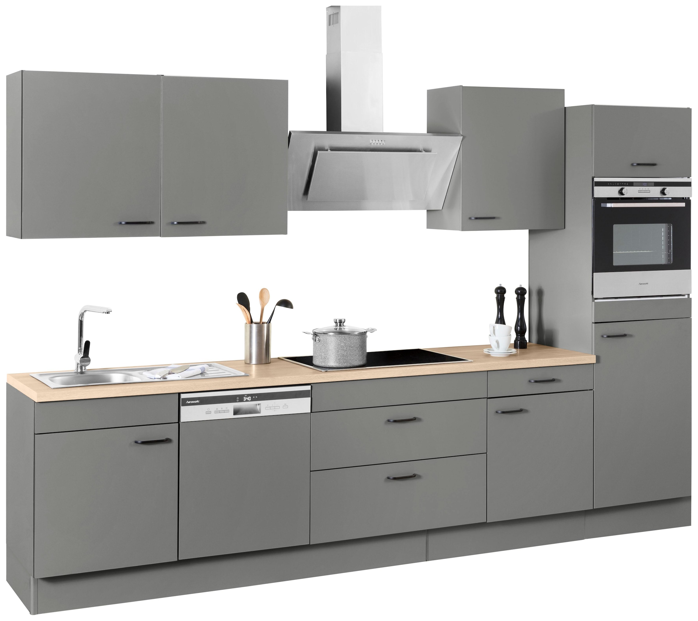 Küchenzeile großen Vollauszügen, OPTIFIT kaufen Soft-Close-Funktion, »Elga«, cm 330 BAUR | Breite Premium-Küche,