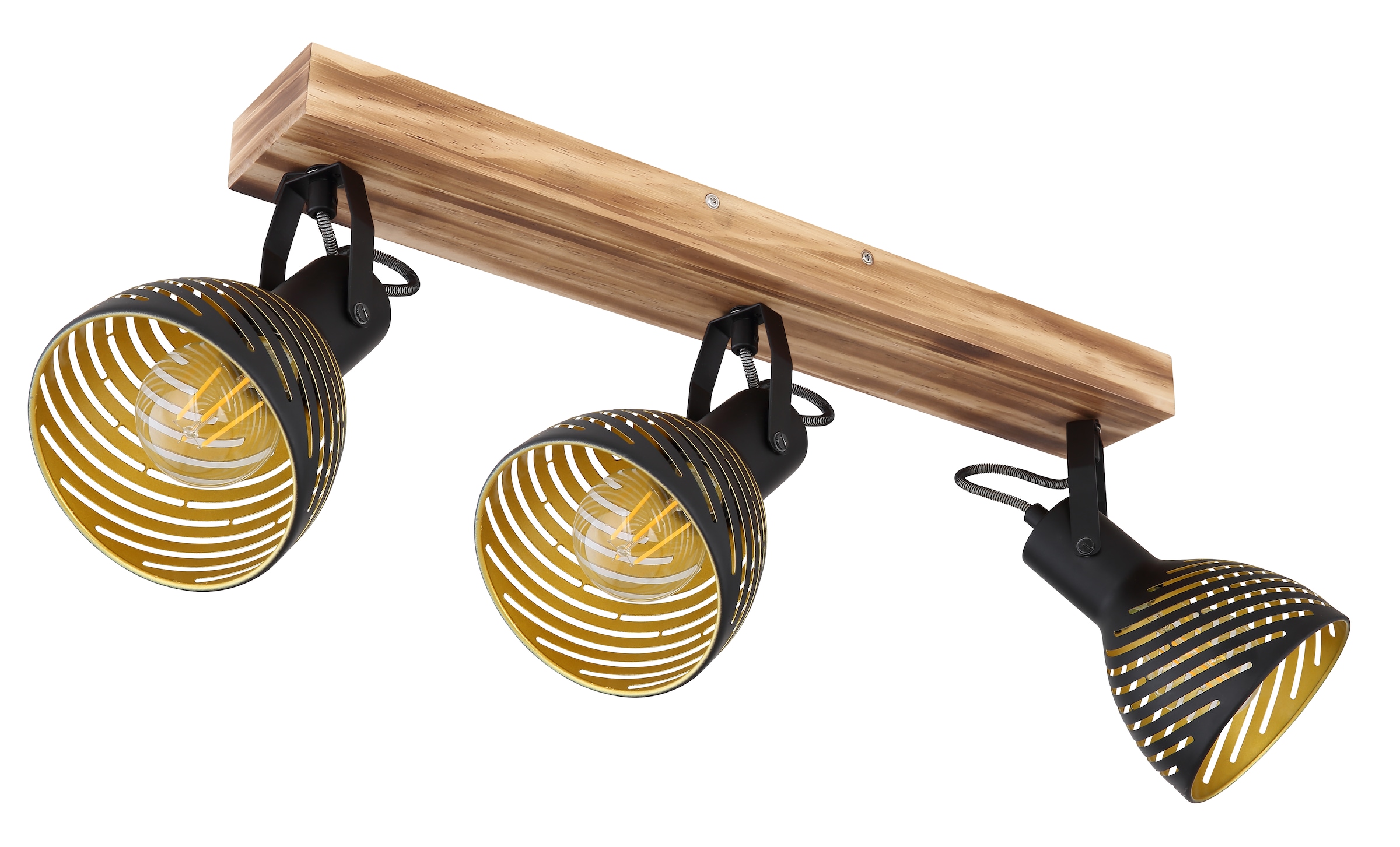 GLOBO LIGHTING Deckenstrahler »LENNA«, Leuchtmittel E27 | ohne Leuchtmittel, Deckenspot/Holz/goldfarben/Dekorschlitze/Flur