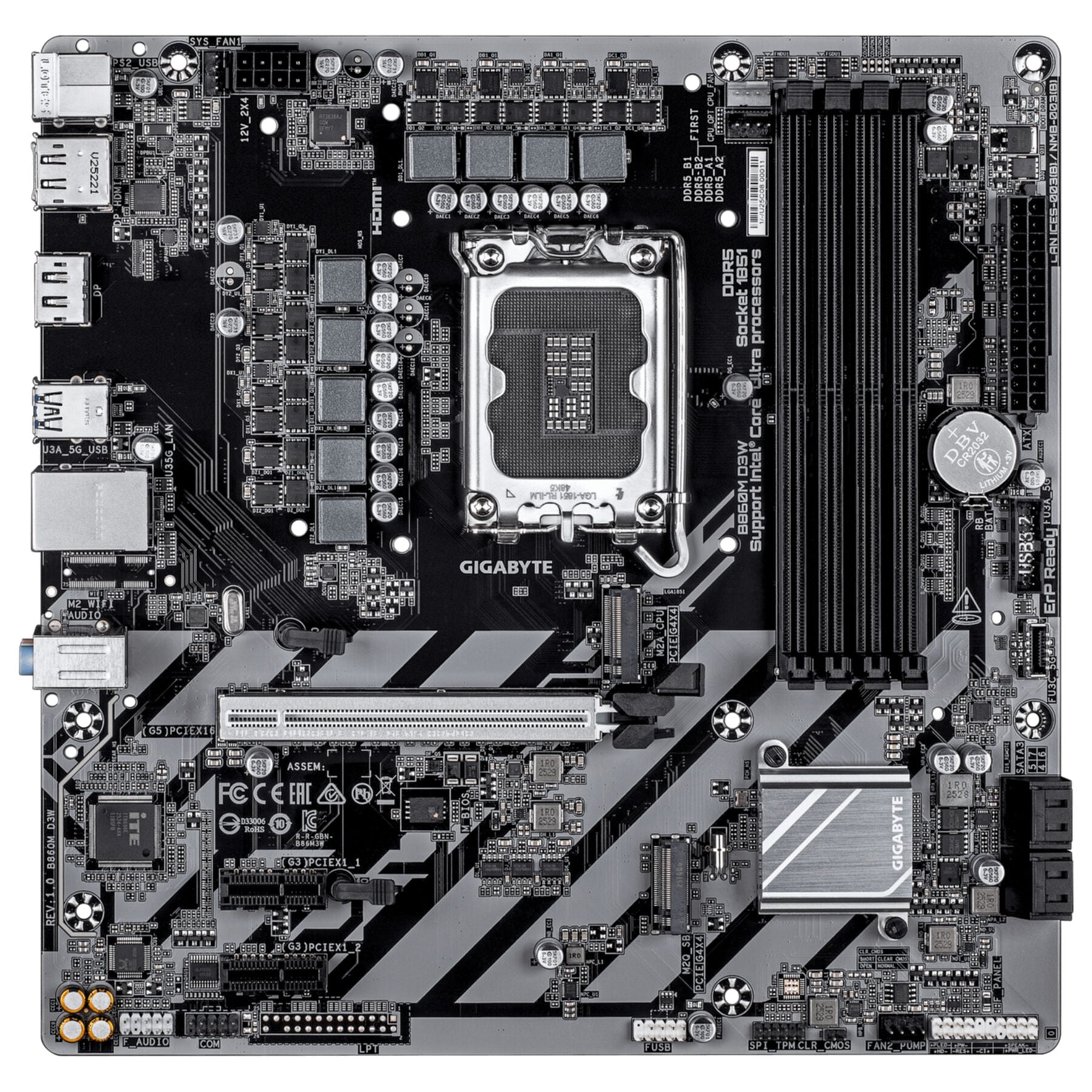 Gigabyte Mainboard »B860M D3W Mainboard – Intel Core Ultra Series CPUs, 4+1+2-Phasen-VRM,«