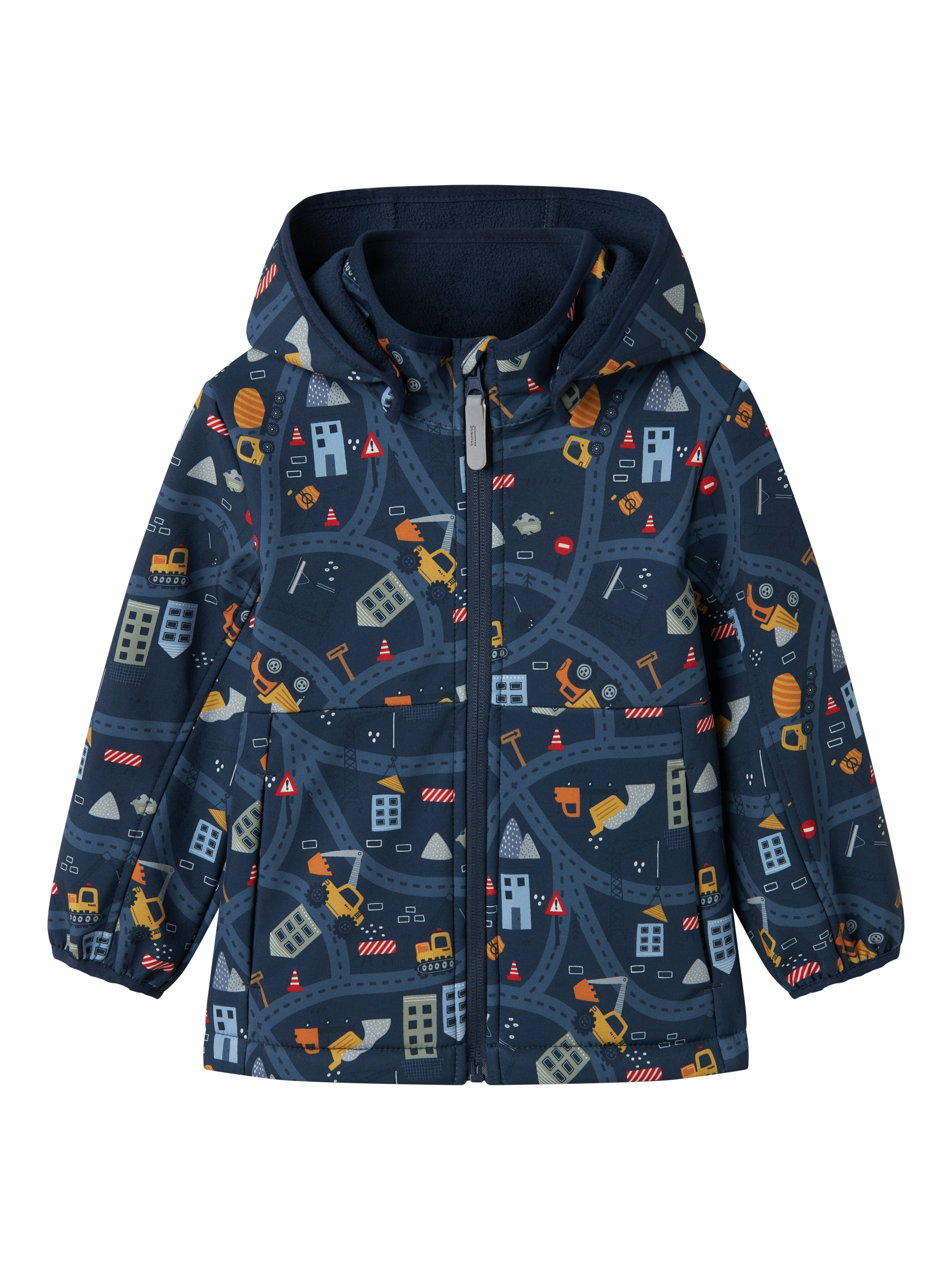 Name It Softshelljacke "NMMMALTA05 SOFTSHELL JACKET AOP FO" mit Kapuze Materialmix, wasserdicht, winddicht, atmungsaktiv