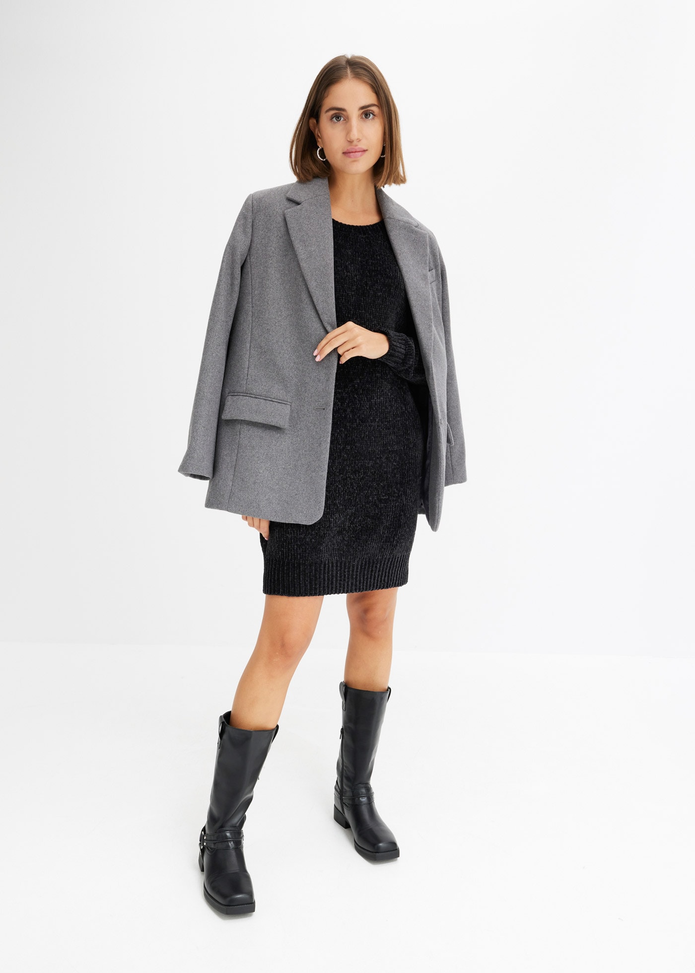 bonprix Strickkleid für den Alltag, aus Polyester, lockere Passform