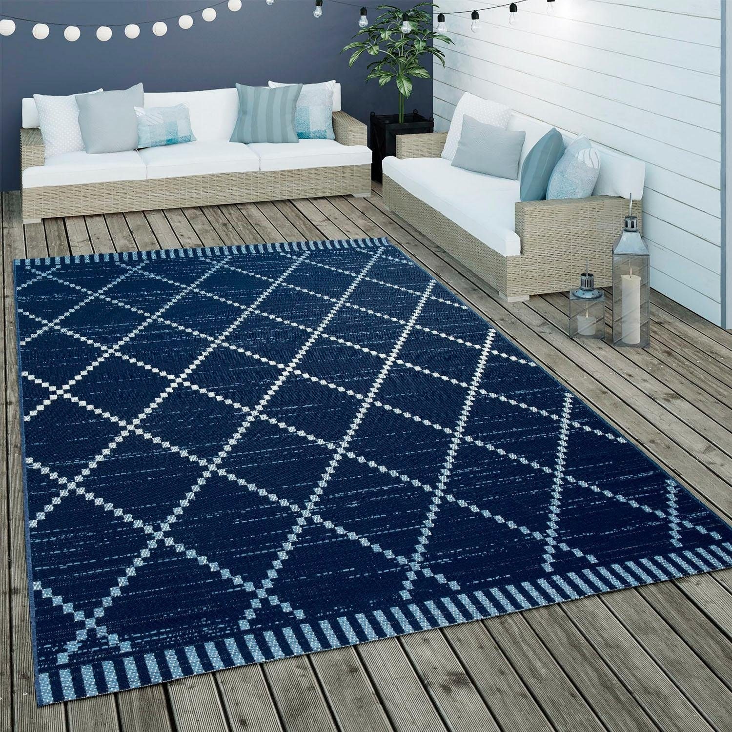 Paco Home Teppich »Kortrijk 742«, rechteckig, Flachgewebe, Rauten Design,  In- und Outdoor geeignet, Wohnzimmer kaufen | BAUR