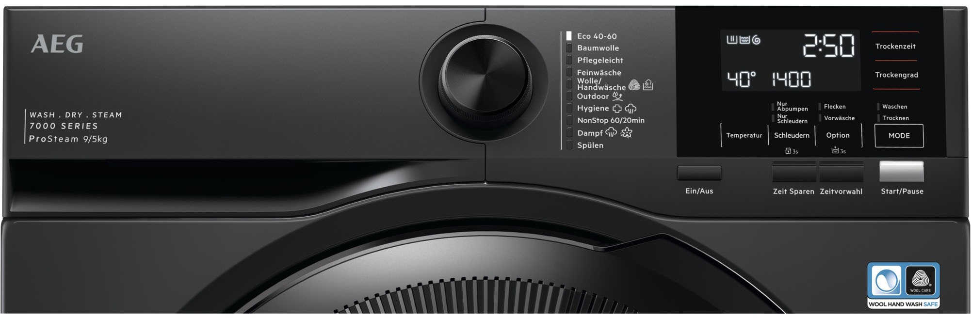 AEG Series 7000 LWR7S65690 Waschtrockner Freistehend Frontlader Schwarz
