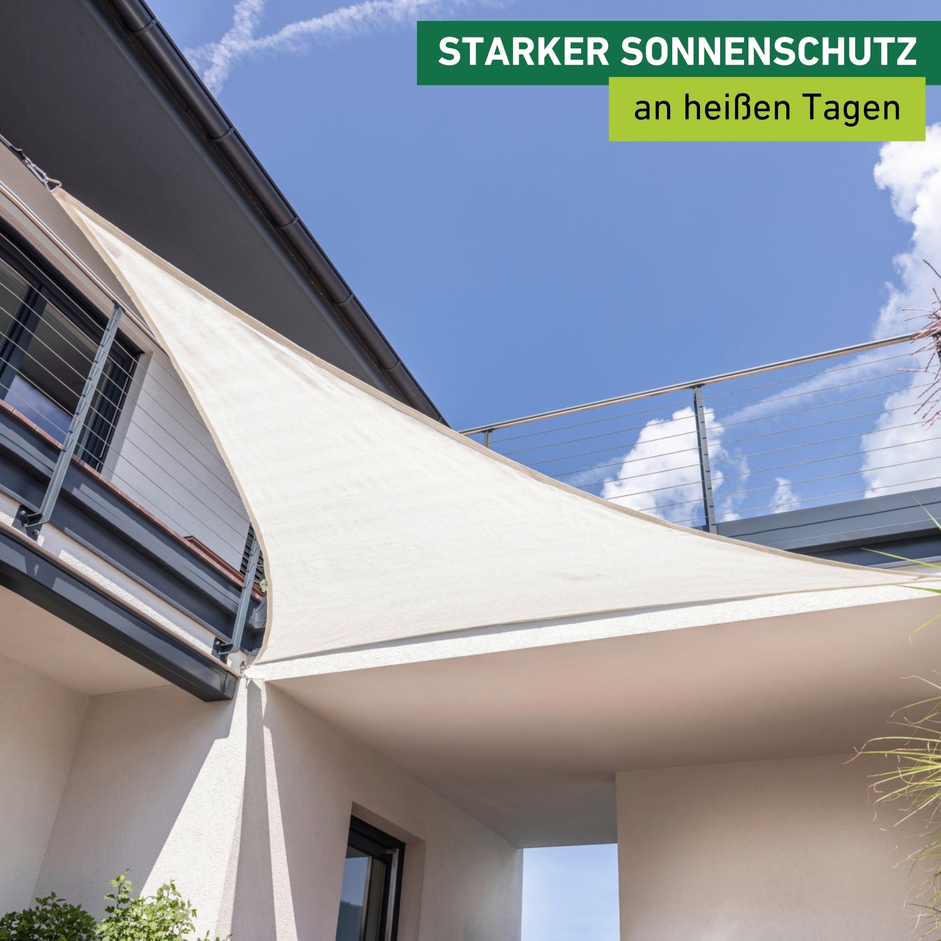 Windhager Sonnensegel »Sonnenschutz aus pflegeleichtem HDPE-Gewebe, Sonnensegel Dreieck« wind- und wasserdurchlässig, 5x5x5 m, inkl. 3x0,7 m, weiß