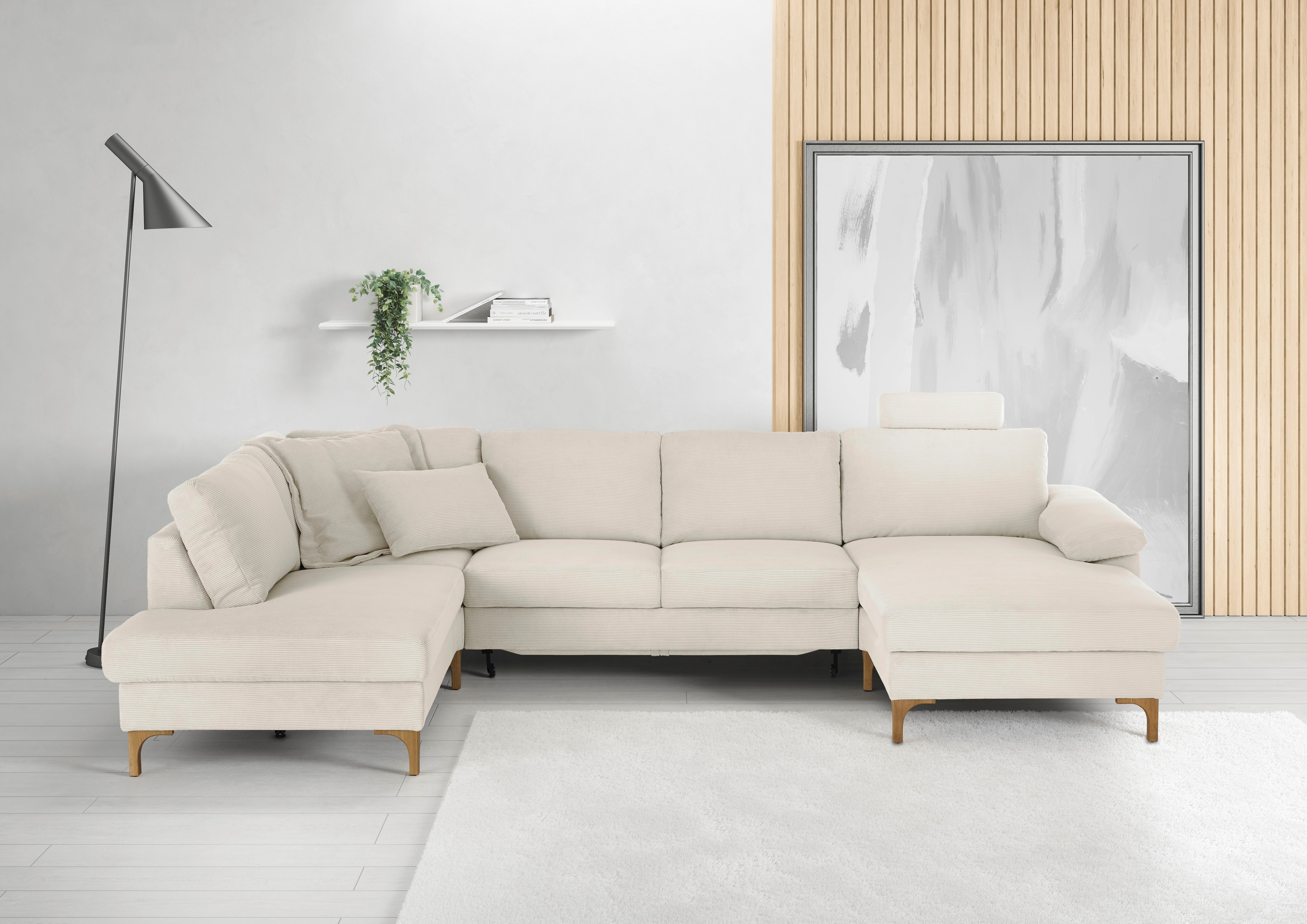 3C Candy Wohnlandschaft "Lecce, wahlweise PUR-Schaumstoff oder Tonnentaschenfederkern U-Form" Bettkasten in Umbauecke und Longchair, sowie Querschläfer im 2-Sitzer