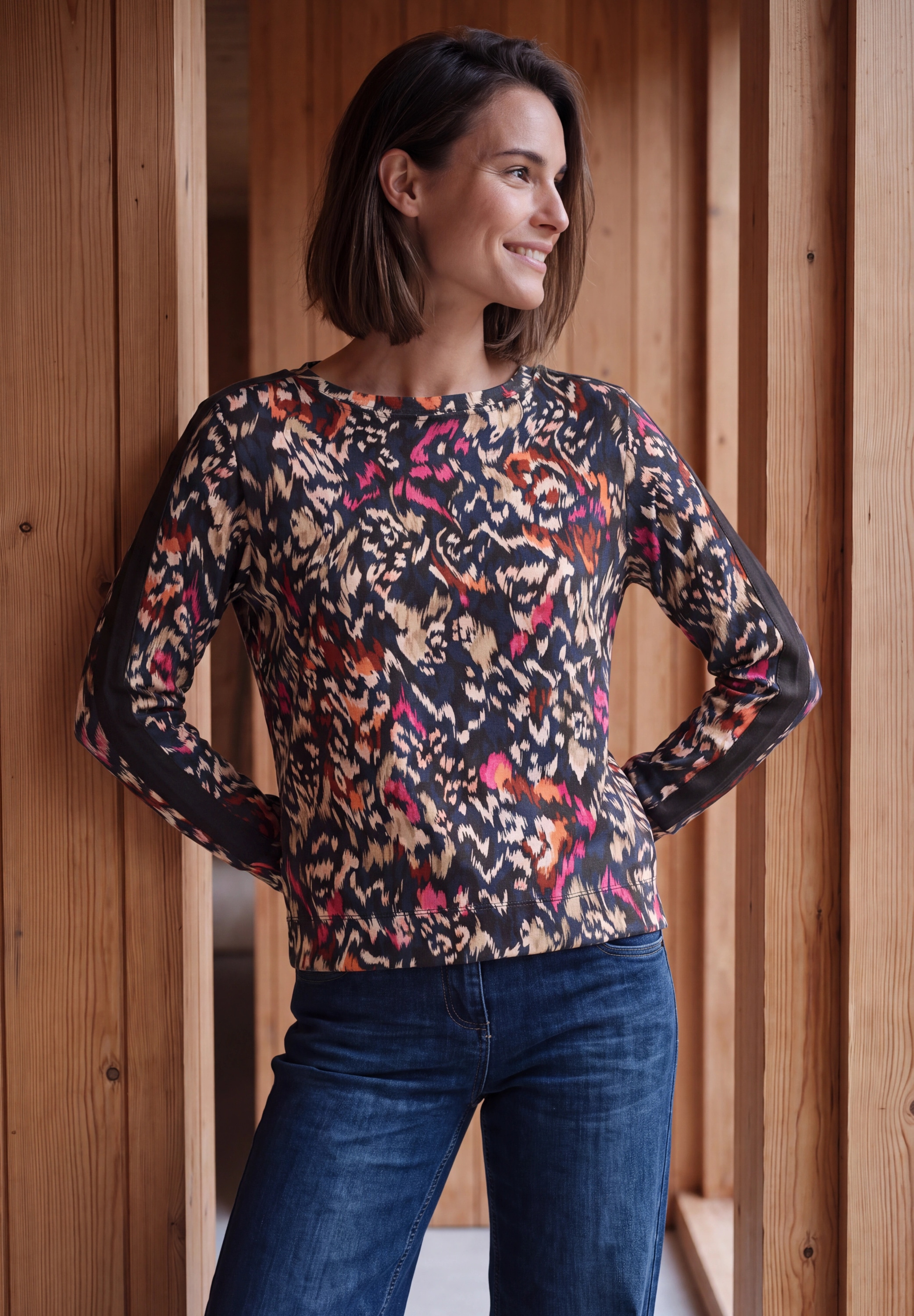 Cecil T-Shirt mit grafischem Muster / Boat Neck