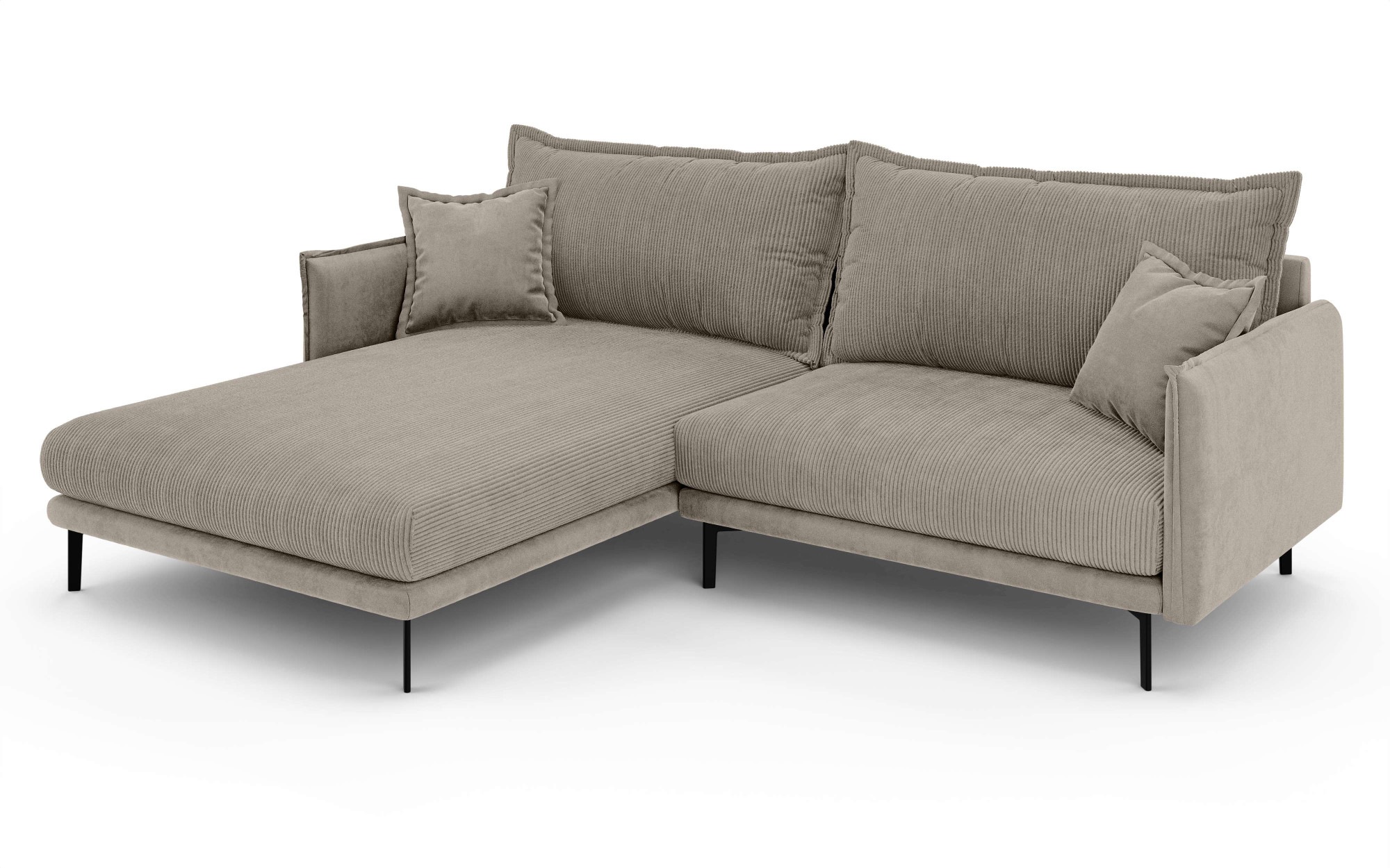 Ecksofa HOME AFFAIRE "ALEXANDRIA mit Recamiere rechts oder links bestellbar, moderne Bezüge", grau (taupe), B:246cm H:86cm T:190cm, 100% Polyester, Sofas, Ecksofa, L-Form mit Wellenunterfederung, Maße: B/H/T 246/86/190 cm 9