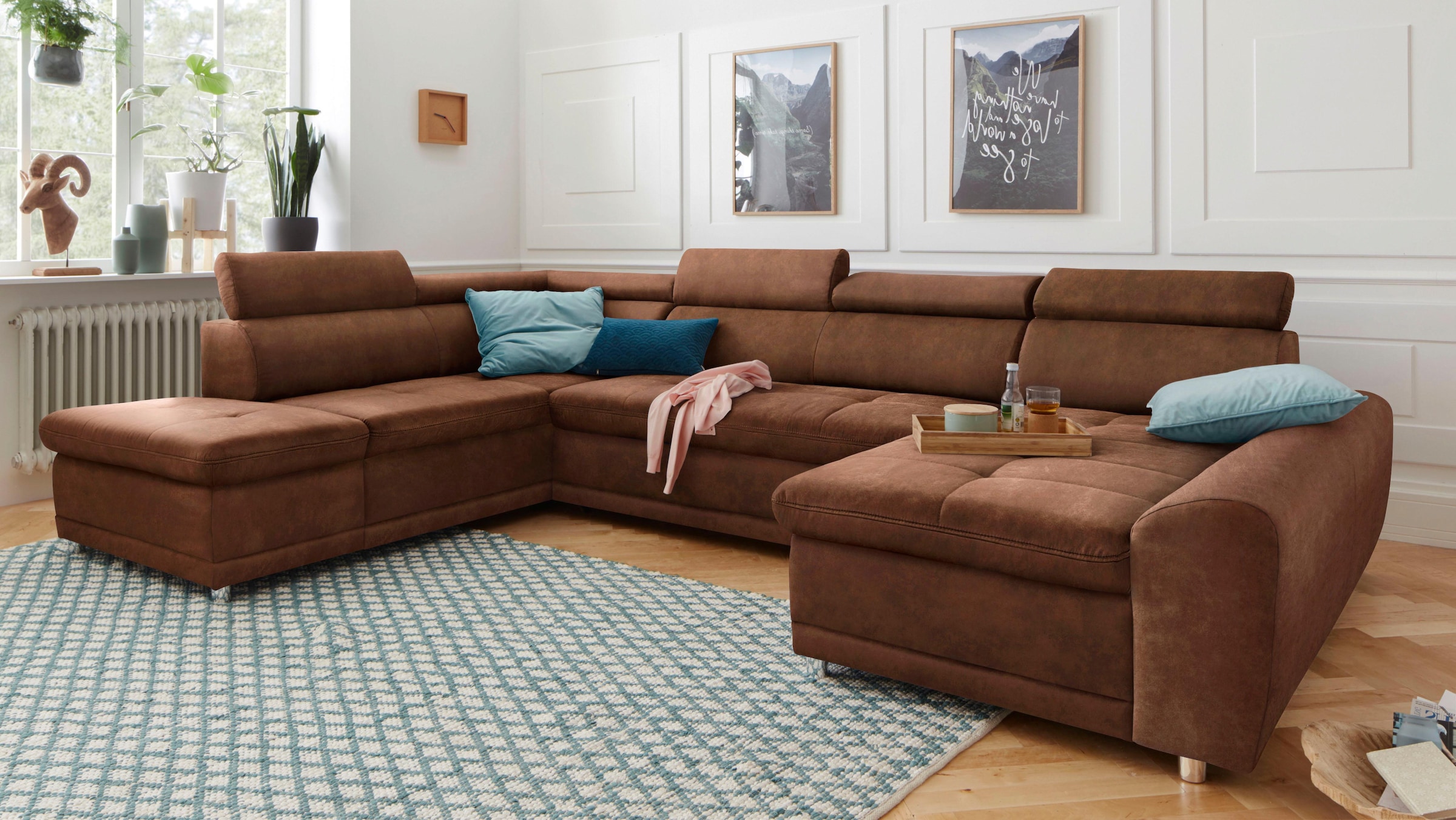 sit&more Wohnlandschaft "Riva U-Form" wahlweise mit Schlaffunktion