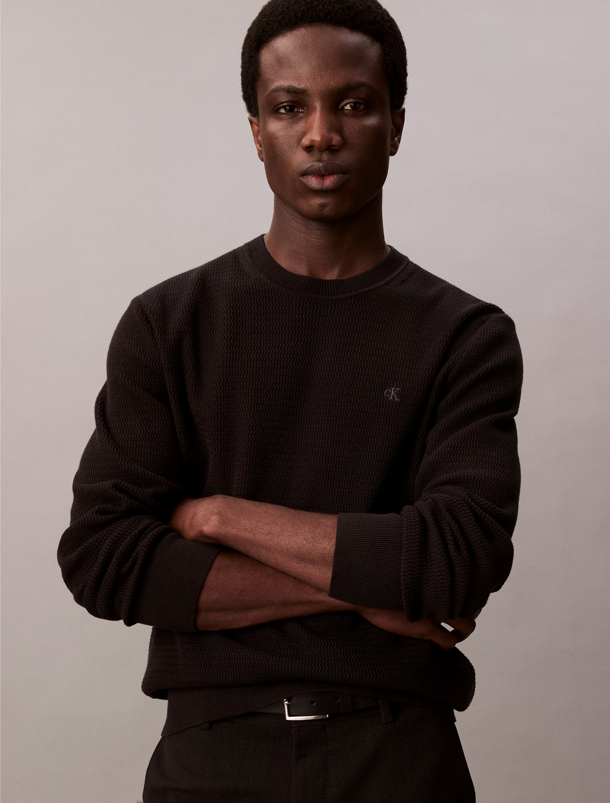 Calvin Klein Strickpullover "LS TXTR CTTN CRWNK S", Mit Rundhalsausschnitt günstig online kaufen