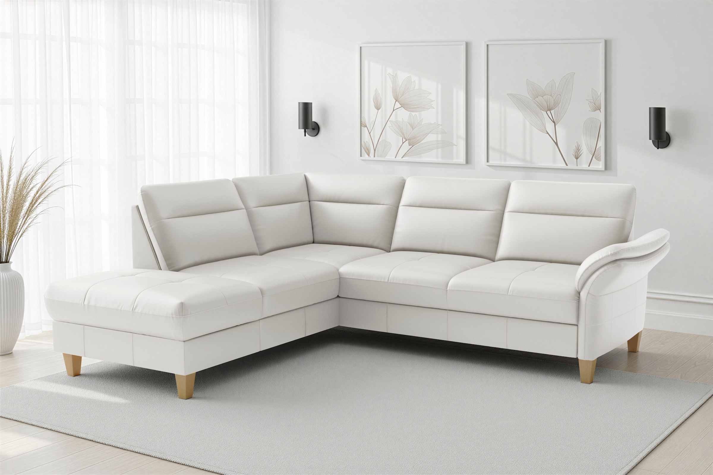 sit&more Ecksofa "Pamela L-Form, B: 218 cm, optional Schlaffunktion & Bettkasten, Leder" optional Armteilverstellung, Schlaffunktion & Bettkasten