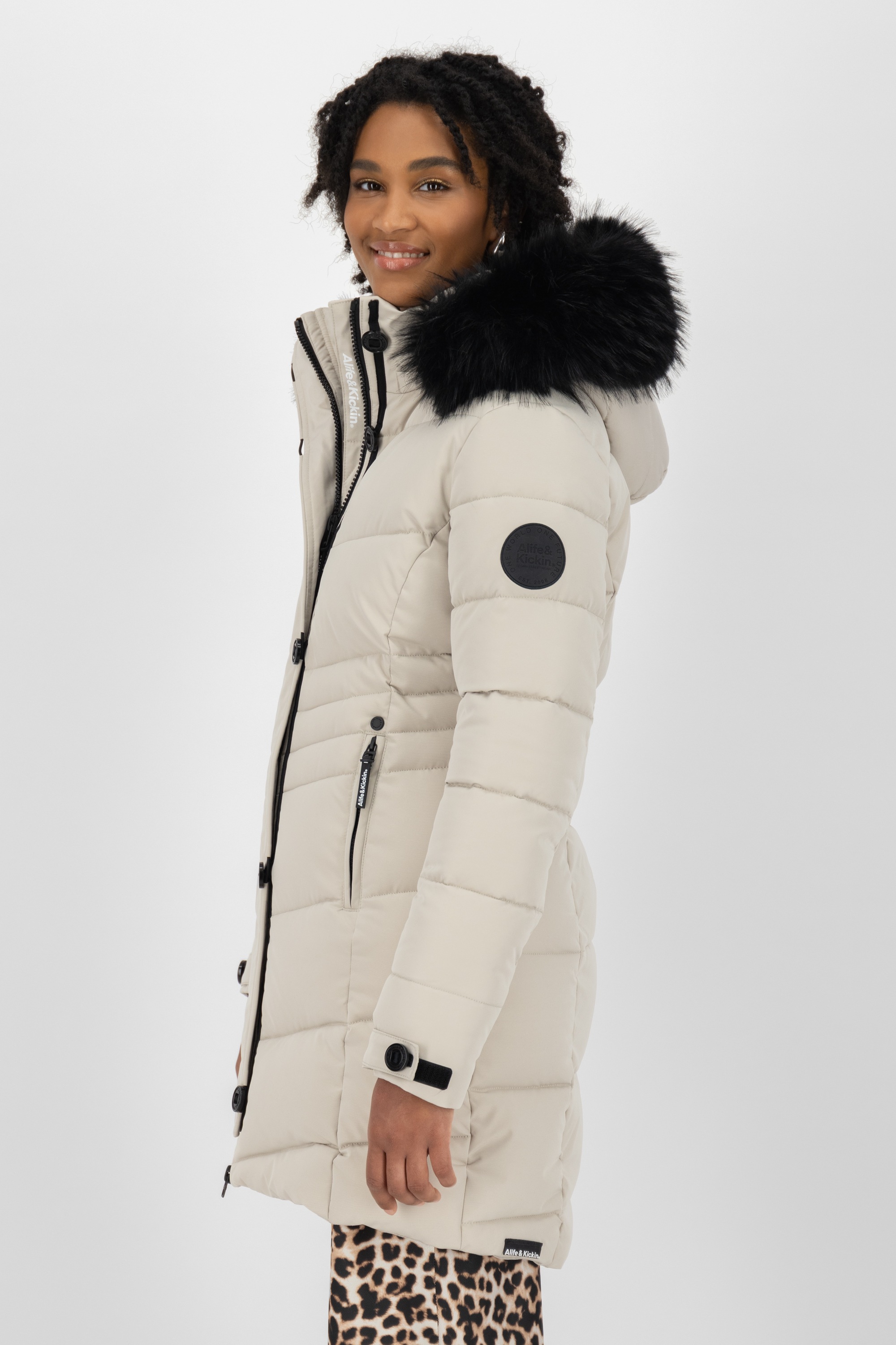 Thumbnail - Alife & Kickin Winterjacke "Damen AmaliaAK A", mit Kapuze, Lange gefütterte Damenwinterjacke mit abnehmbarer Kunstfellka...