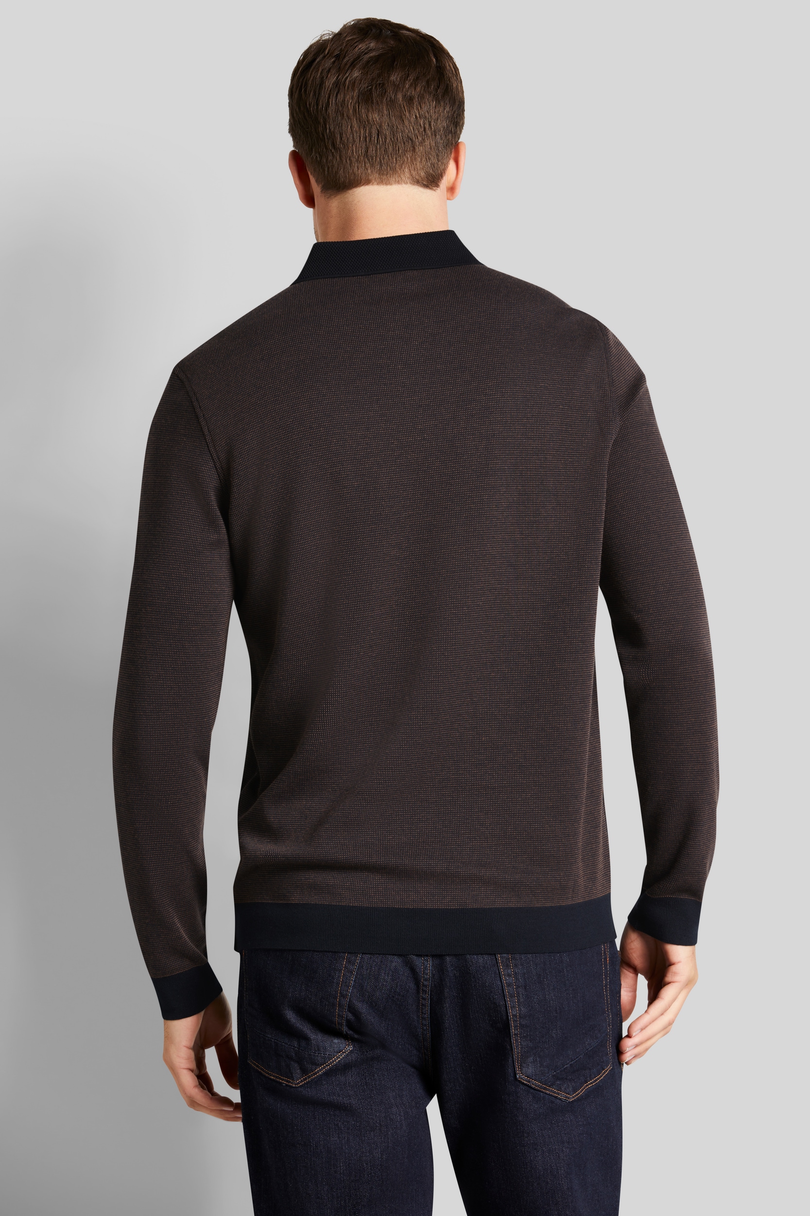 bugatti Langarm-Poloshirt, in 2-tone-Optik