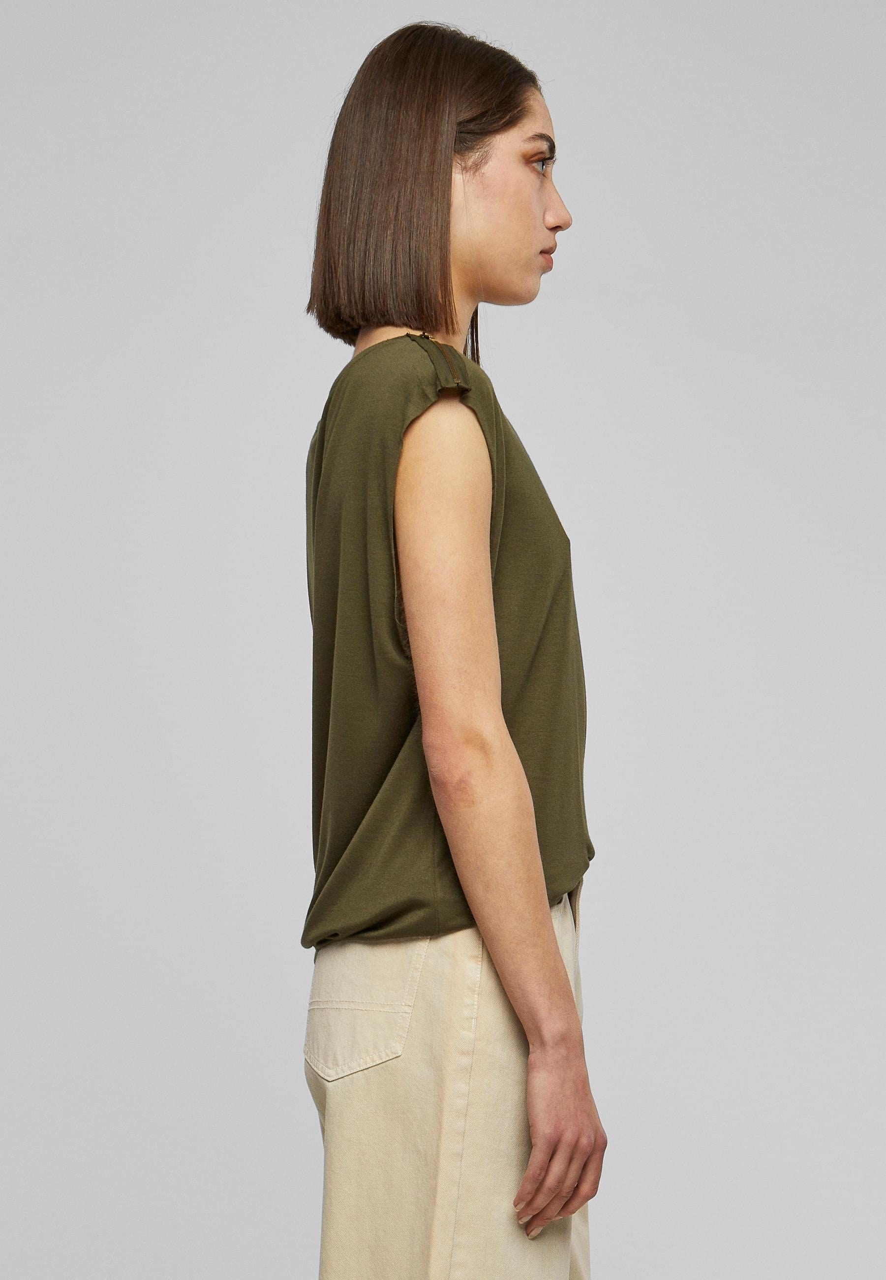URBAN CLASSICS T-Shirt »Urban Classics Damen Ladies Shoulder Zip HiLo Tee«, (1 tlg.)
