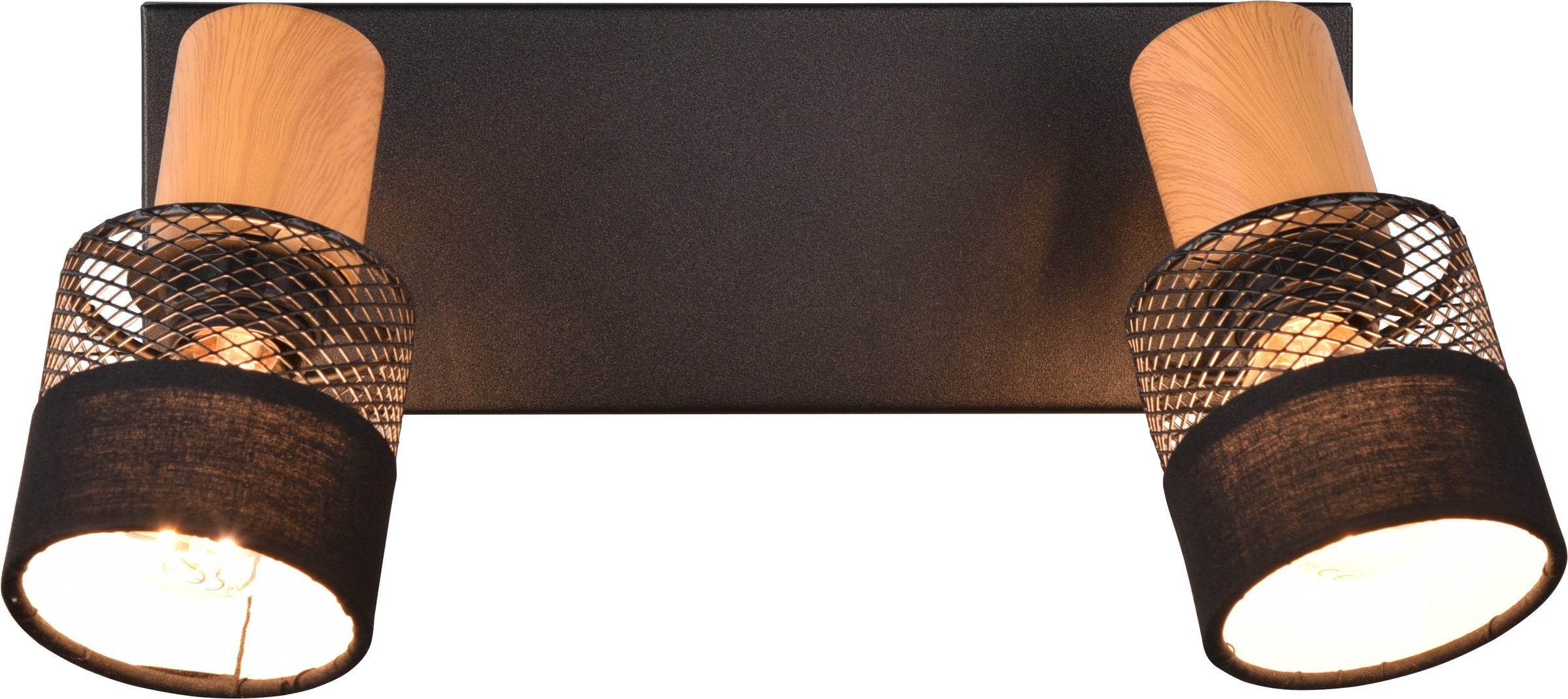 TRIO Leuchten Deckenstrahler »NANDINI, Spot exkl E14 max 10W, flexibel drehbarer Spot« E14 1 Stk. warmweiß - kaltweiß Deckenspot mit Schirm aus Holz, Stoff und Metall, Ø7cm Schirm