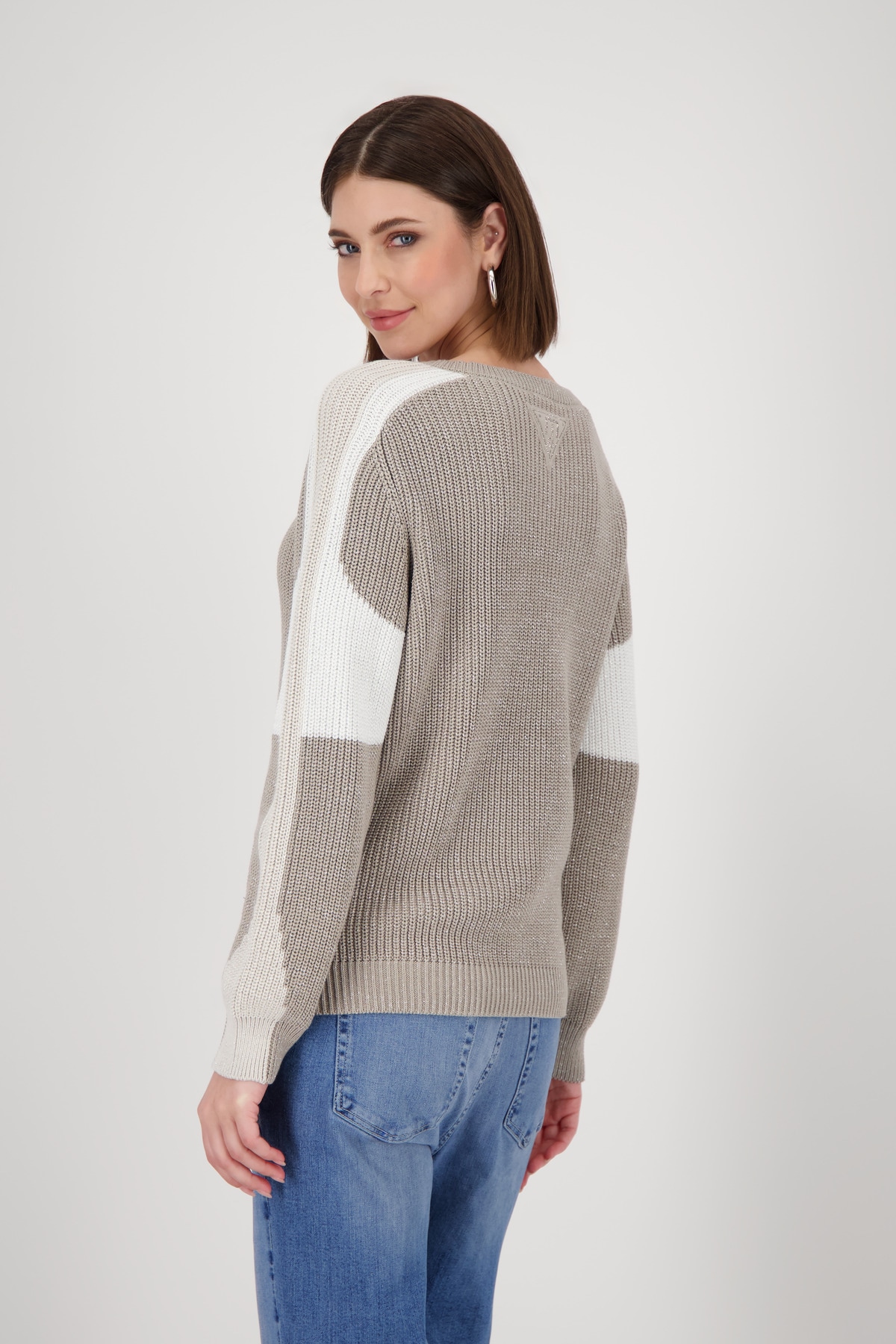 Monari Strickpullover »Pullover Colorblock Perlfang«, Mit Rundhalsausschnitt