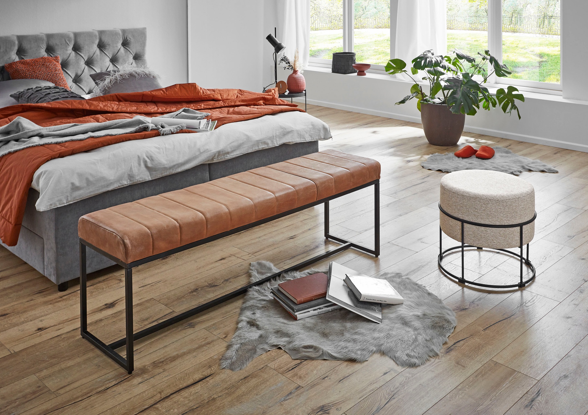 HAKU Hocker »Pouf, Schemel, Stockerl« rund - aus Textil Weiß - Ø/H 48/44 cm
