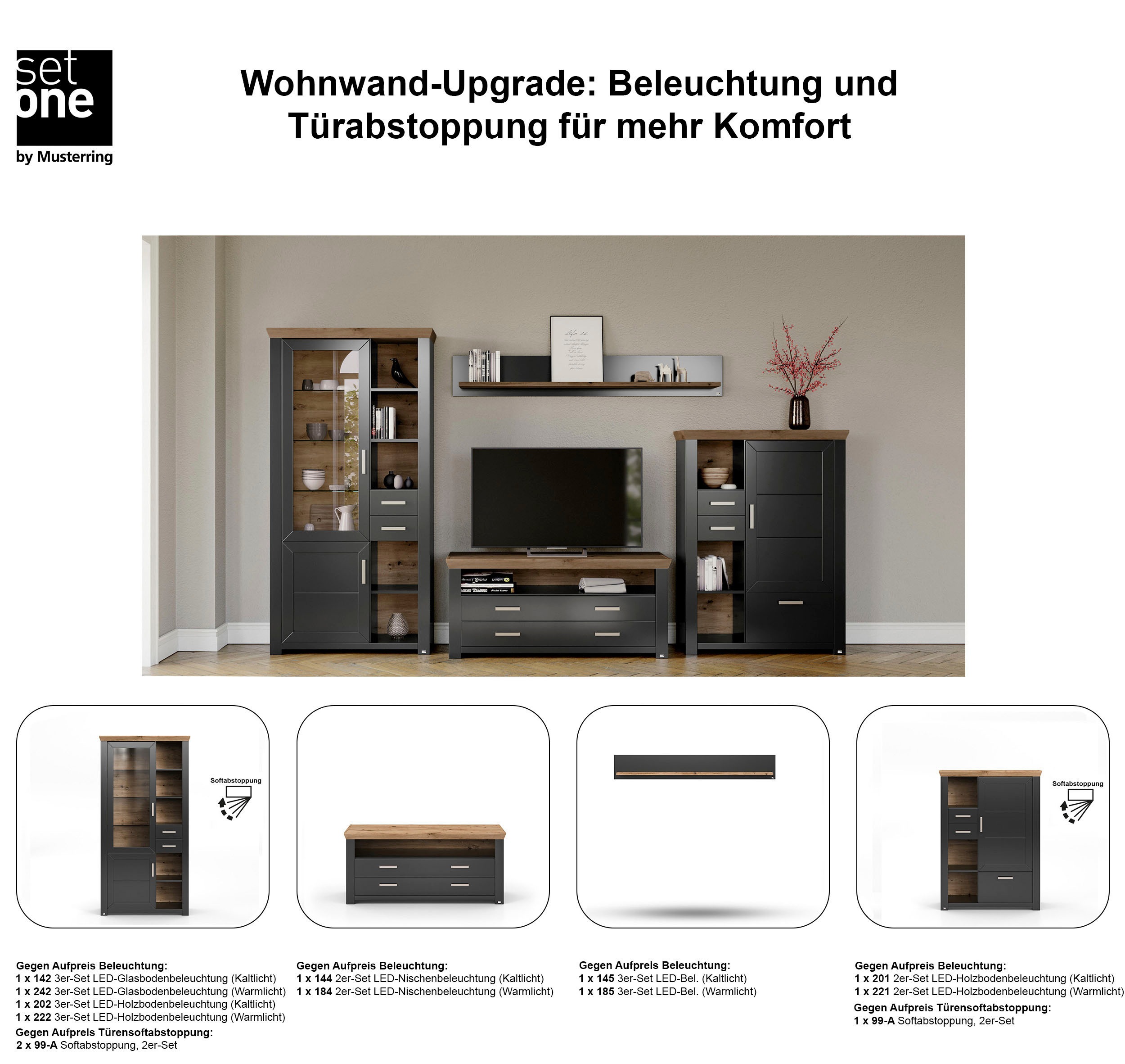 Thumbnail - set one by Musterring Wohnwand "York" 4 Stk. tlg.