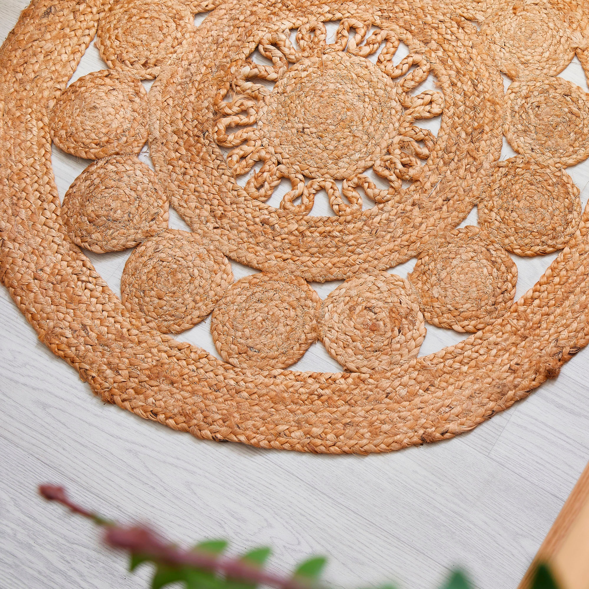 LUXOR living Teppich »Balo«, rund, 6 mm Höhe, Juteteppich, reine Naturfaser, handgeflochten, Flecht Design