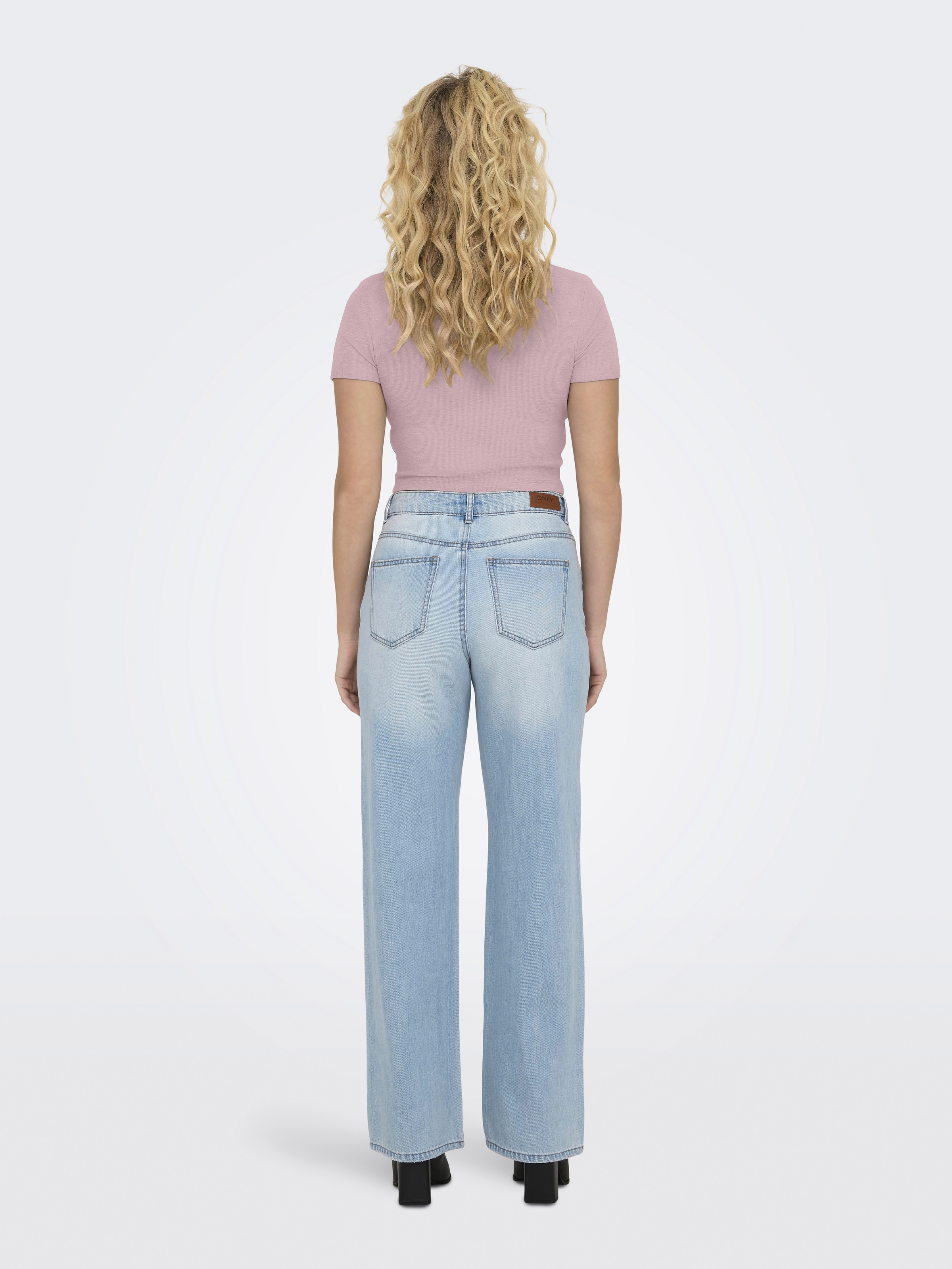 ONLY Kurzarmshirt "ONLBETTY S/S O-NECK SHORT TOP CC JRS", mit geripptem Sto günstig online kaufen