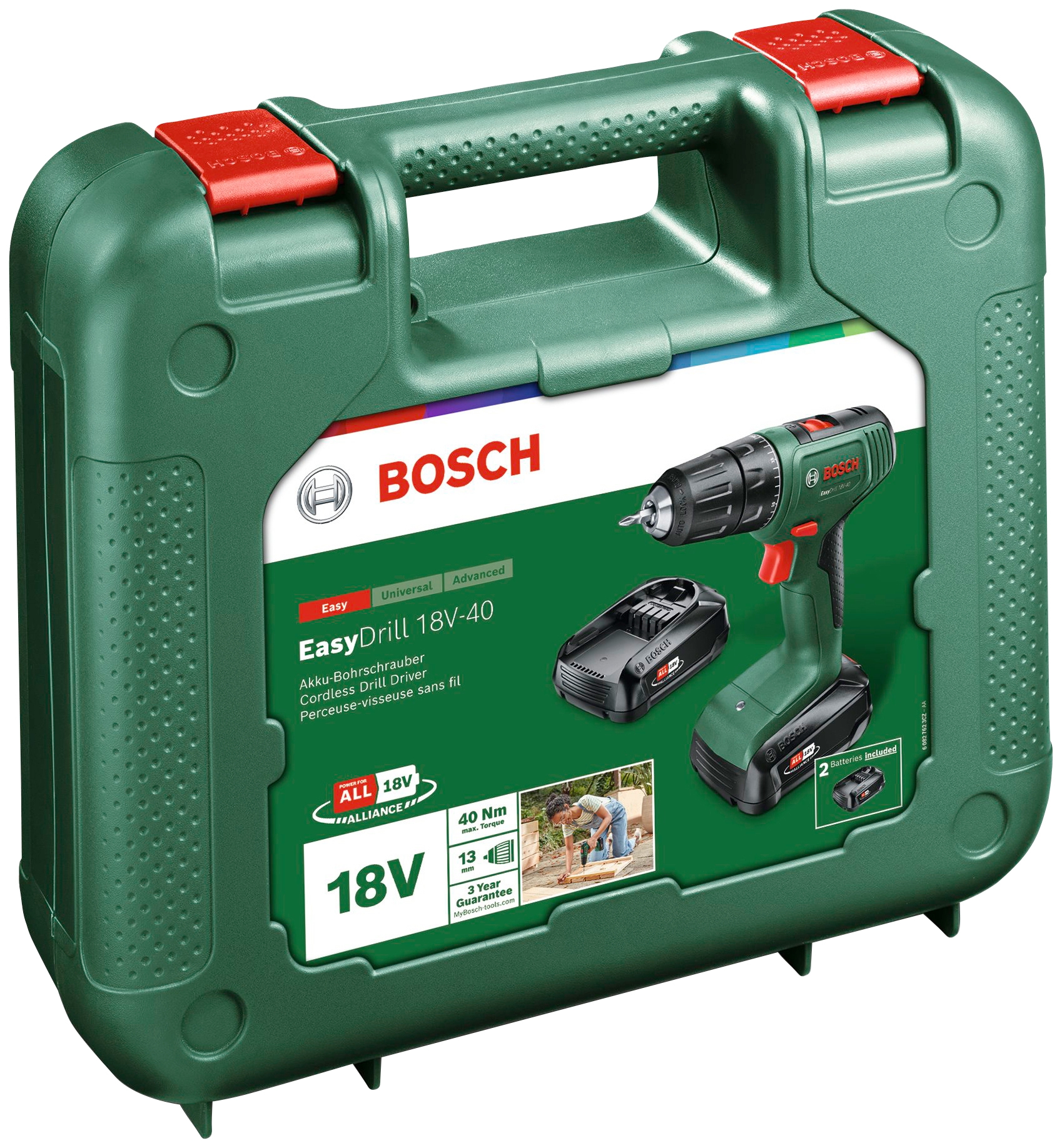 Bosch Home & Garden Akku-Bohrschrauber »Easydrill 18V-40«, Inkl. Koffer, mit 2 Akkus 18V/2Ah und Ladegerät