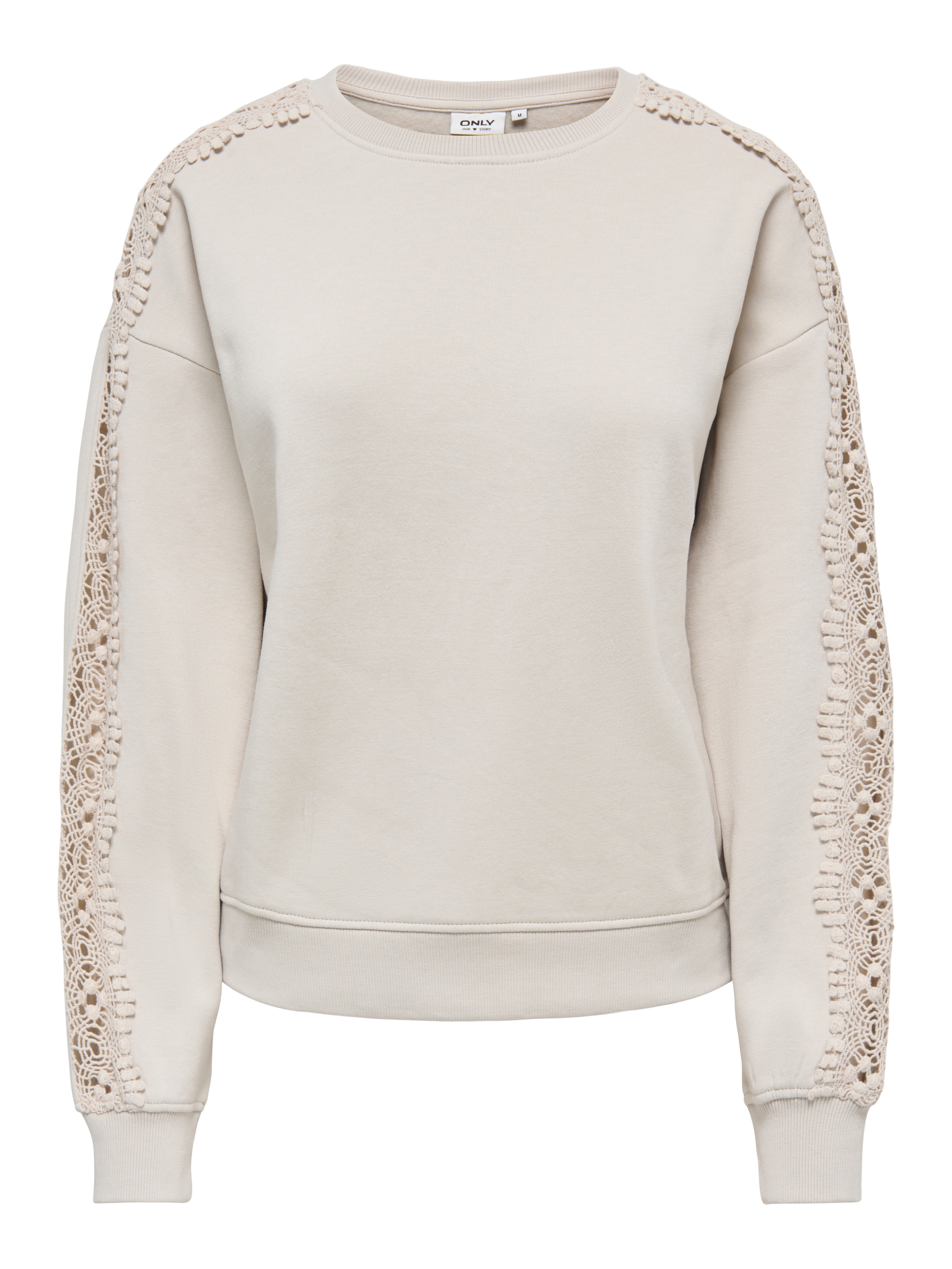 ONLY Sweatshirt "ONLSTILLA L/S O-NECK LACE DETAIL CS SWT", Baumwollmischung, regular fit