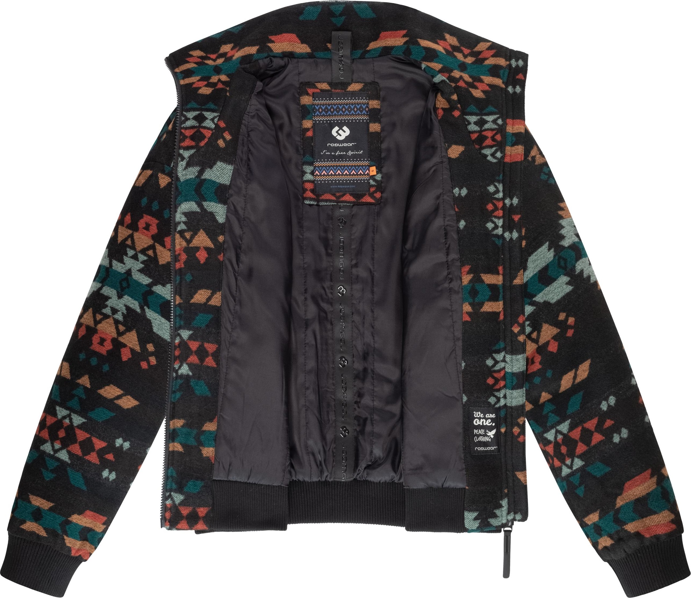 Ragwear Outdoorjacke »Toscia Ikat«, ohne Kapuze, Damen Übergangsjacke in Wolloptik mit angesagtem Inka-Muster