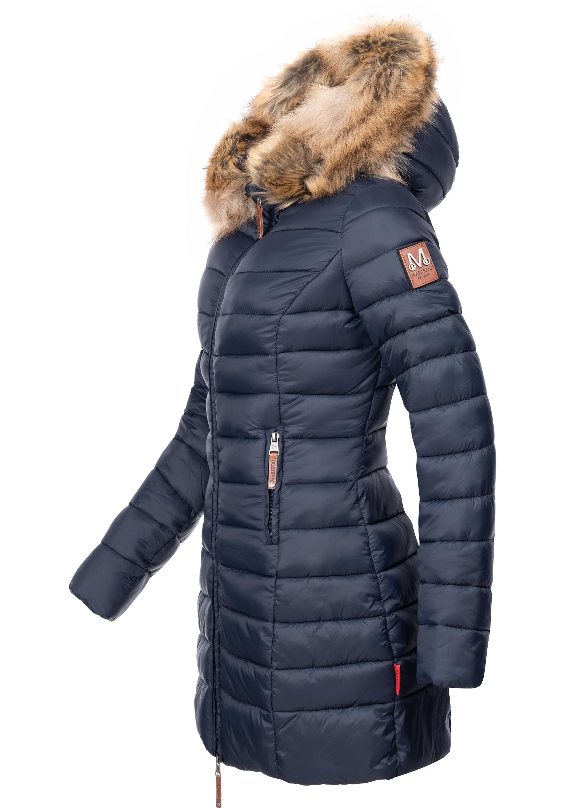 Marikoo Steppmantel »Rose-Stepp«, zeitloser Winterparka mit großer Kunstfellkapuze