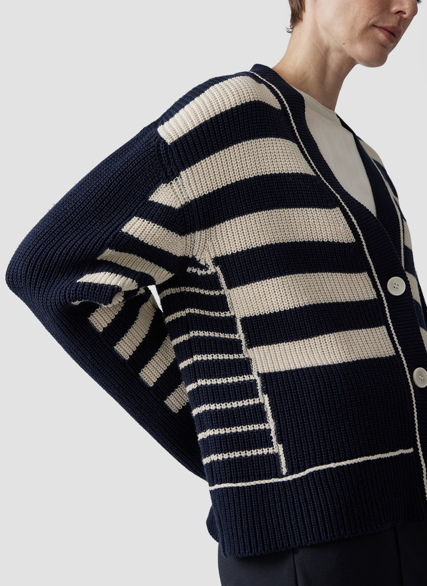 LeComte Strickjacke »LeComte Strickjacke mit Perlfang-Strickart und Streifenmuster«