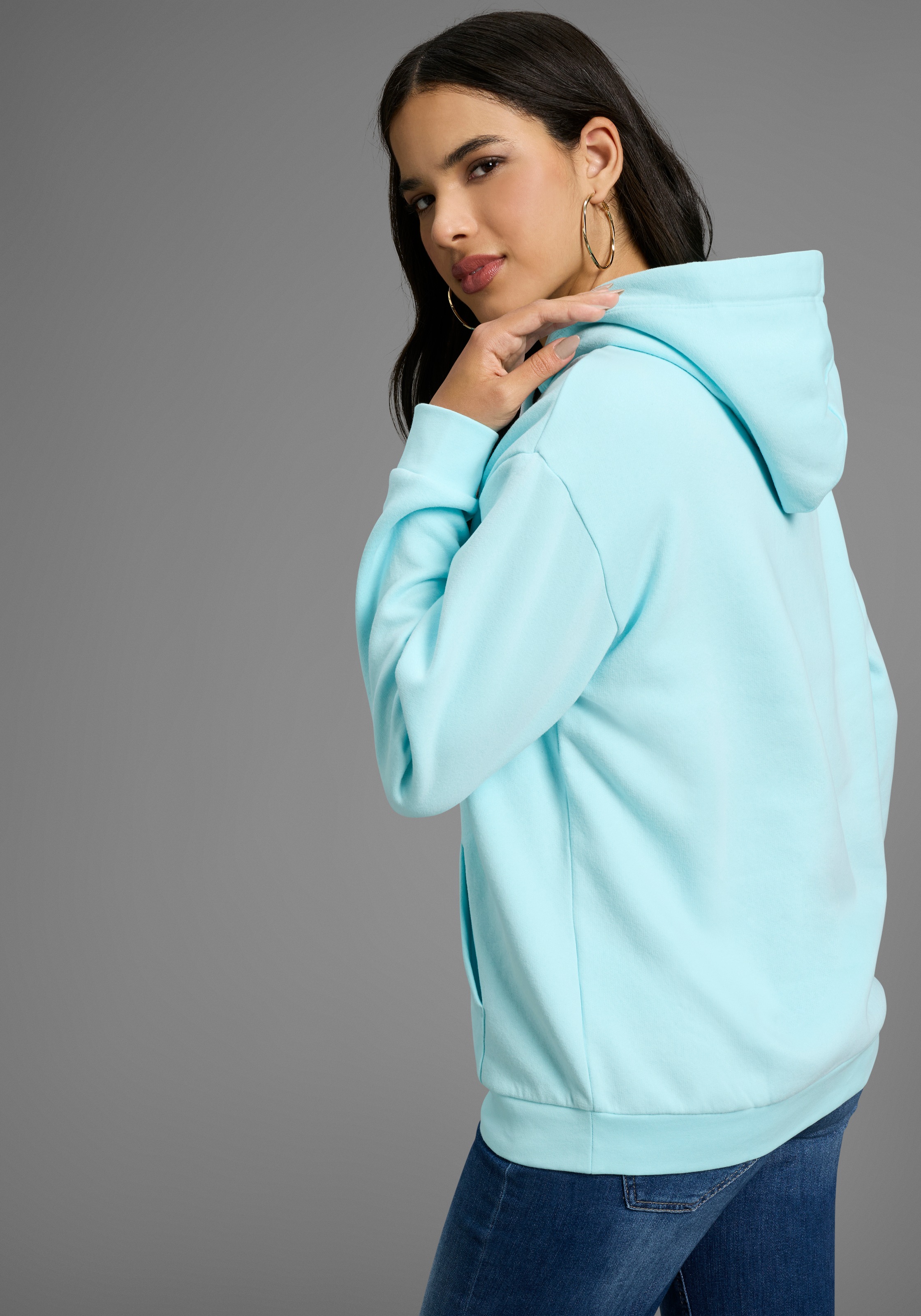 DELMAO Kapuzensweatshirt, Weiche Baumwollmischung mit Kängurutasche und bed günstig online kaufen