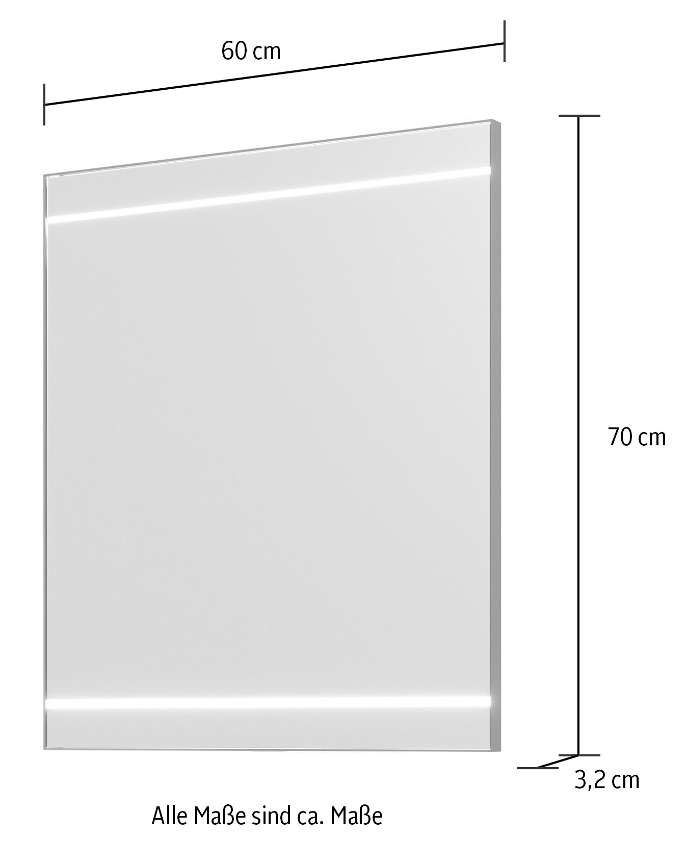 Saphir Badmöbel-Set »Balto 2-teilig Mineralmarmor-Waschtisch mit LED-Spiegel, Waschplatz«, (2 St.), 64,4 cm breit, mit 2 Schubladen, Badschrank inkl. Schubladendämpfer
