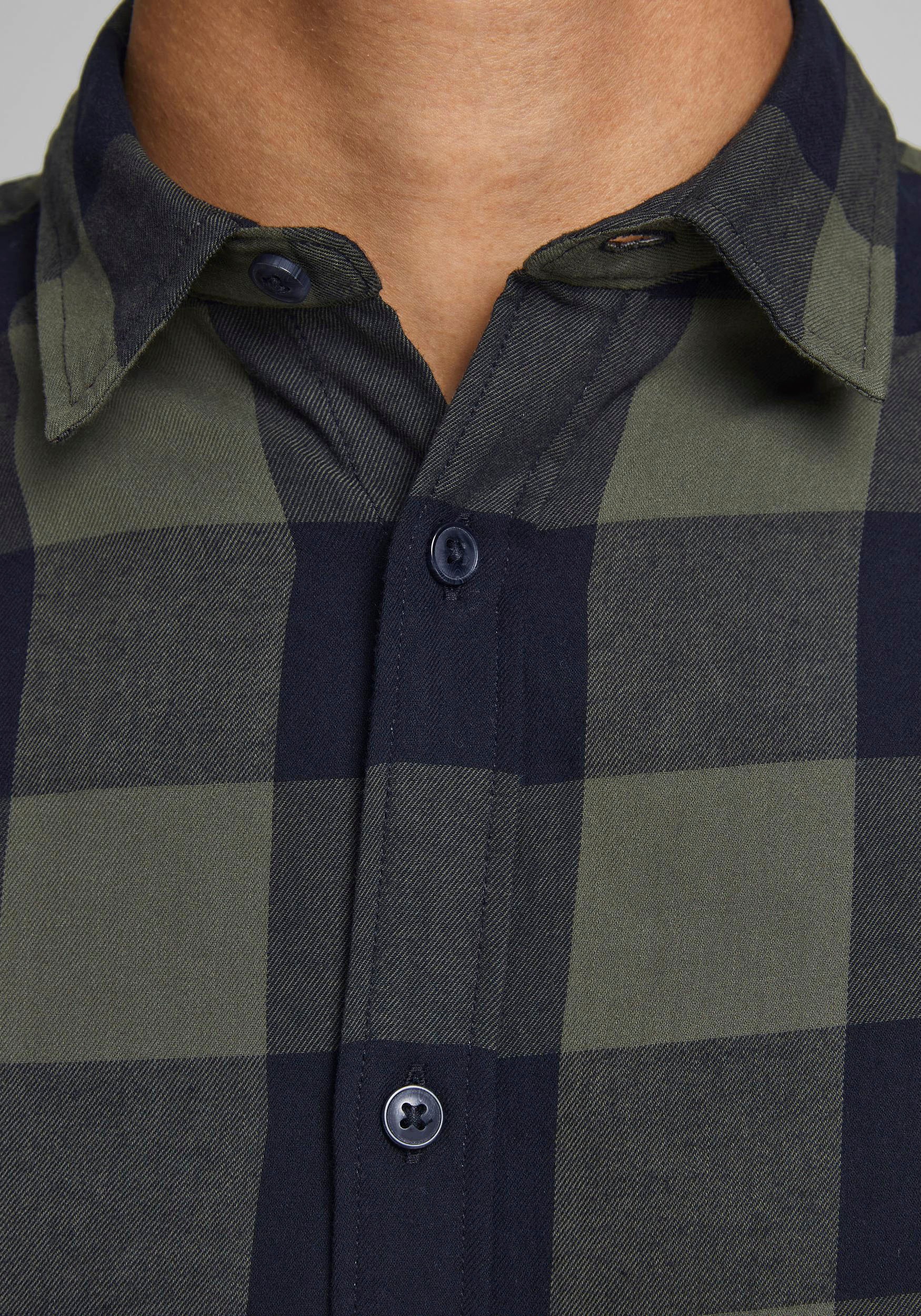 Jack & Jones Chemise à Manches Longues Gingham Twill Dusty Olive / Slim Fit L Homme 3