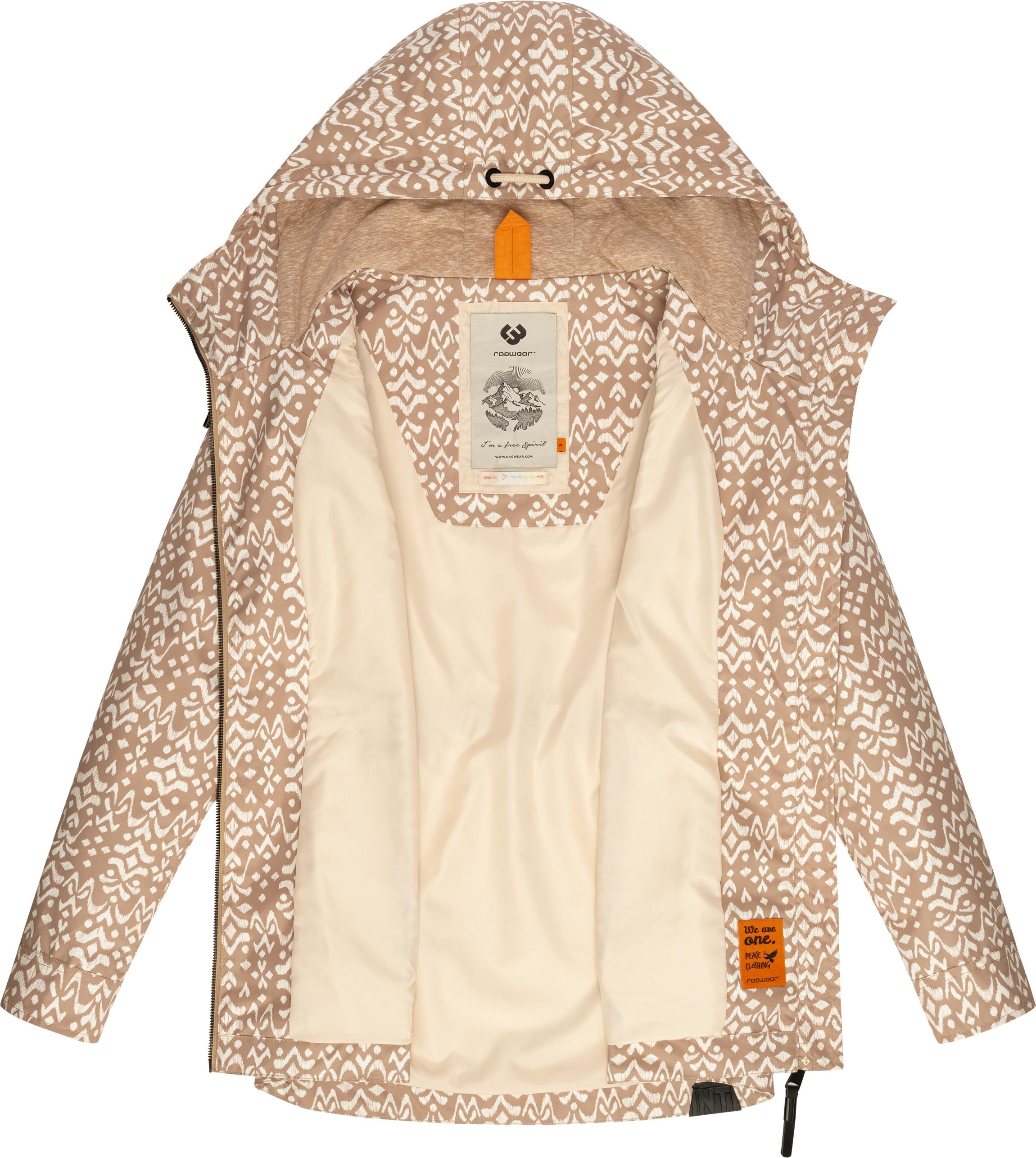 Ragwear Outdoorjacke »Zuzka Ikat«, mit Kapuze, Wasserdichte Übergangsjacke mit großer Kapuze
